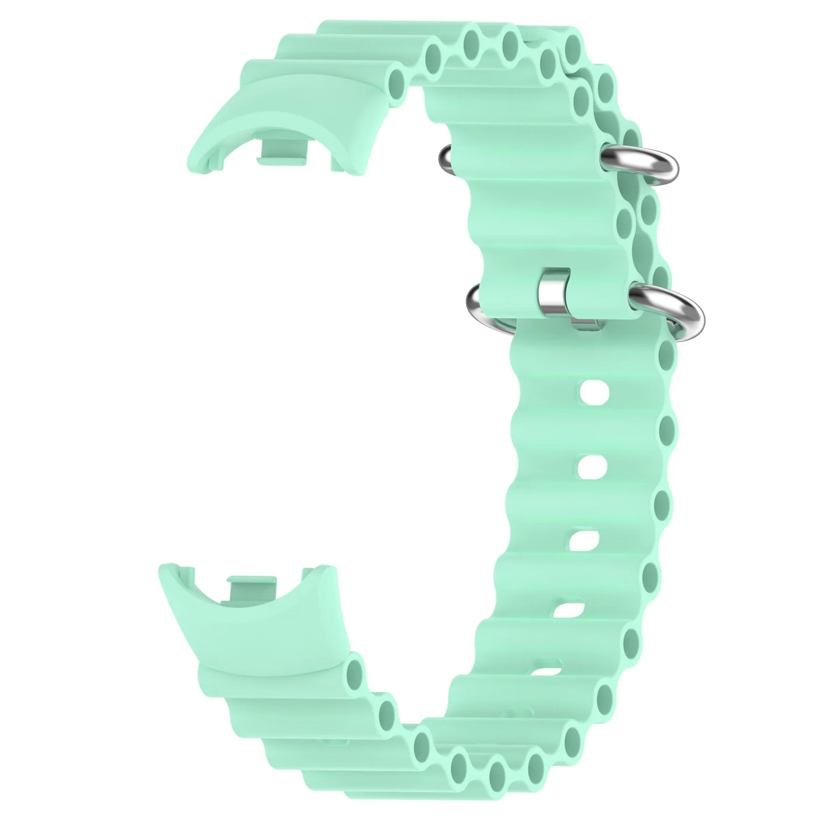 DL3 Mobilak Ocean Band for Xiaomi Mi Band 9 / Xiaomi Mi Band 8, Adjustable Silicone Stretchy Sport Strap Women Men Replacement Wristband For Xiaomi Smart Band 8 / Xiaomi Smart Band 9 - Light Green