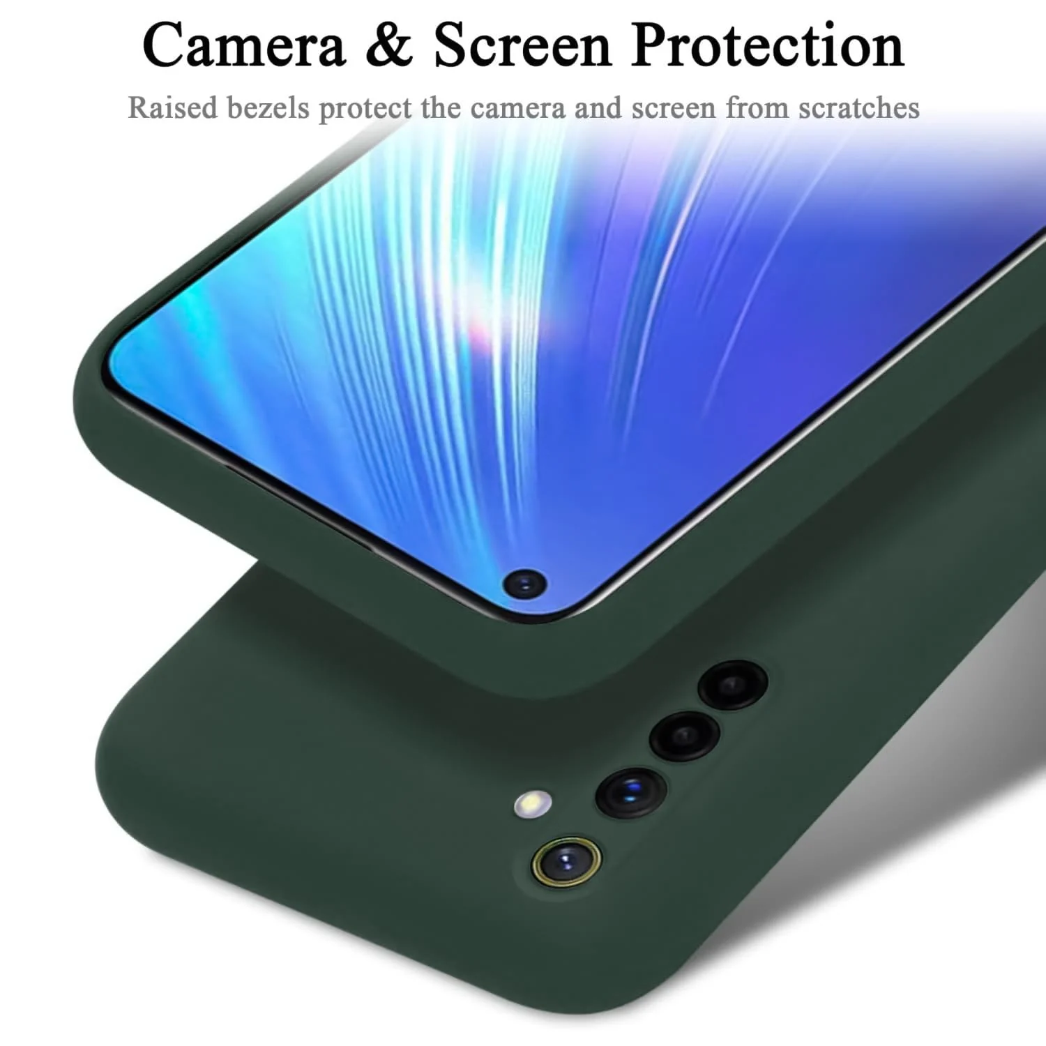 DL3 Mobilak Liquid Silicone Protective Case with Soft Microfiber Lining with Full Camera Protection for realme 6 Pro - Green