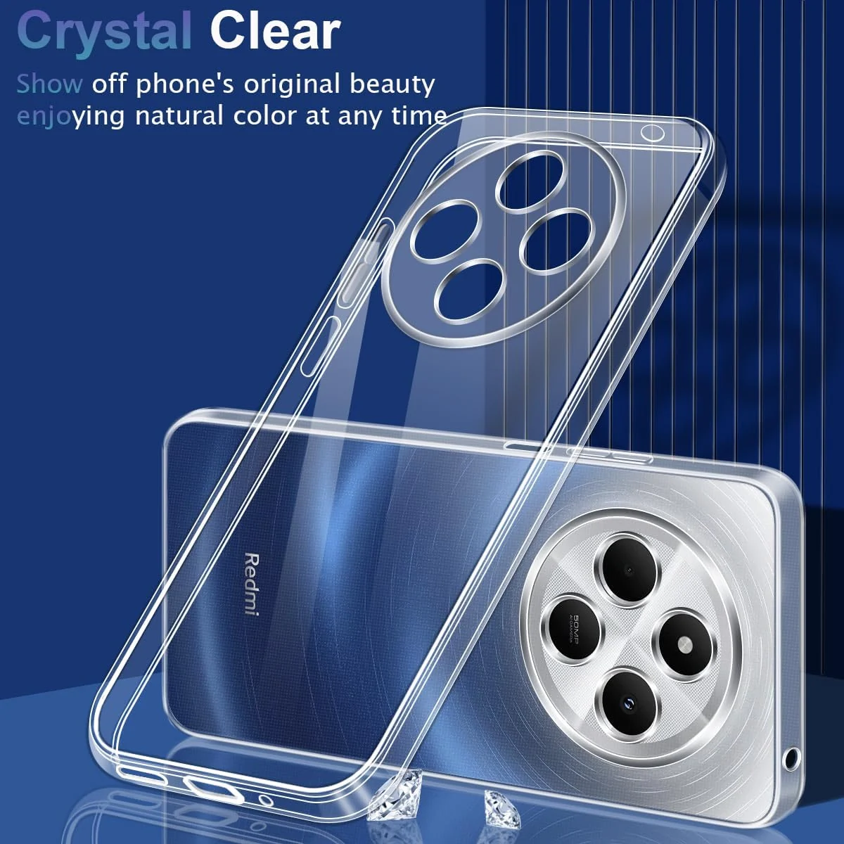 DL3 Mobilak Camera Protective Case Compatible with Xiaomi Redmi 14C 4G/Poco C75 Cover, Mobile Phone Case Thin Soft Silicone Anti-Yellow Protective Case - Clear