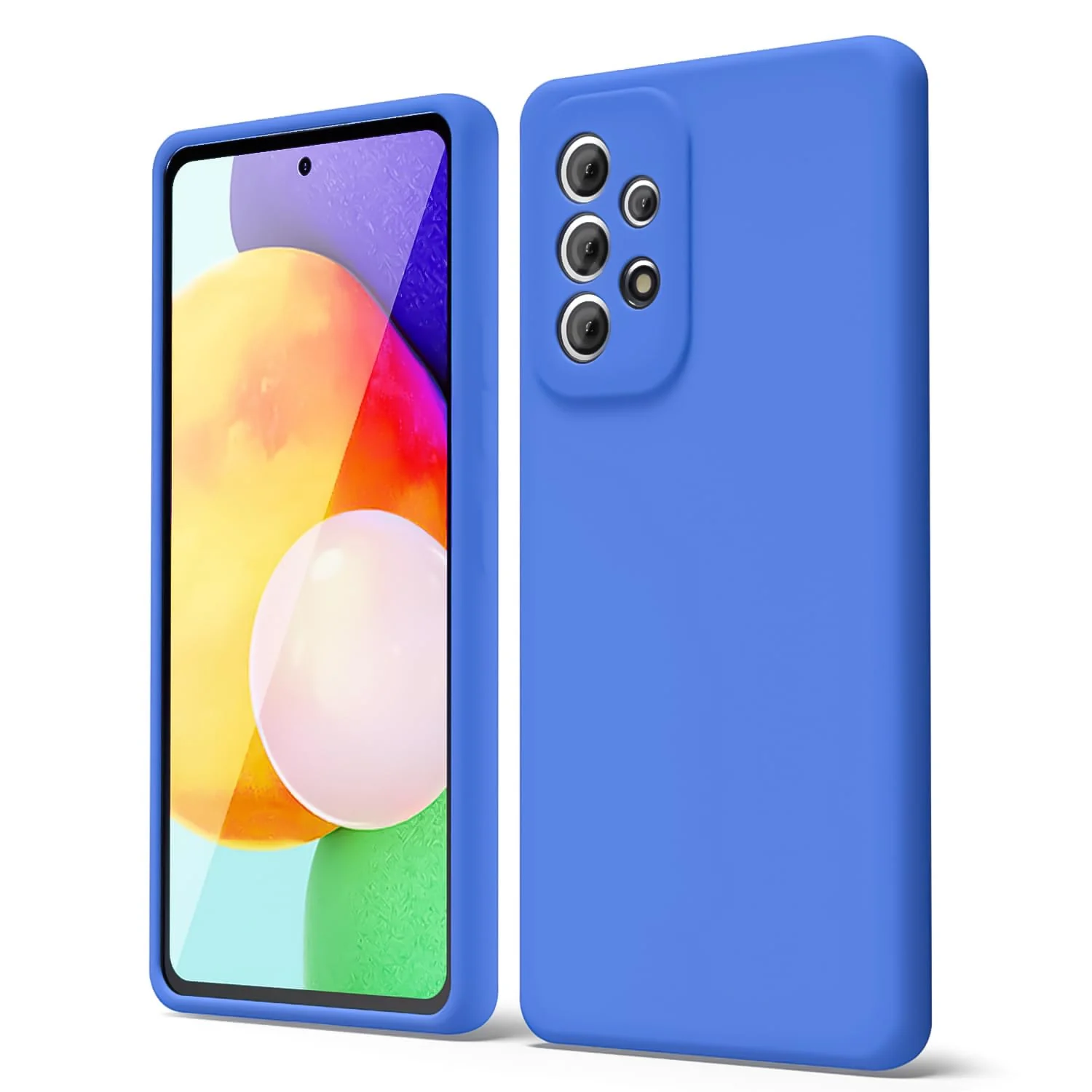 DL3 Mobilak Soft Silicone Protective Case for Samsung Galaxy A72 with Microfiber Lining and Shockproof Design - Light Blue
