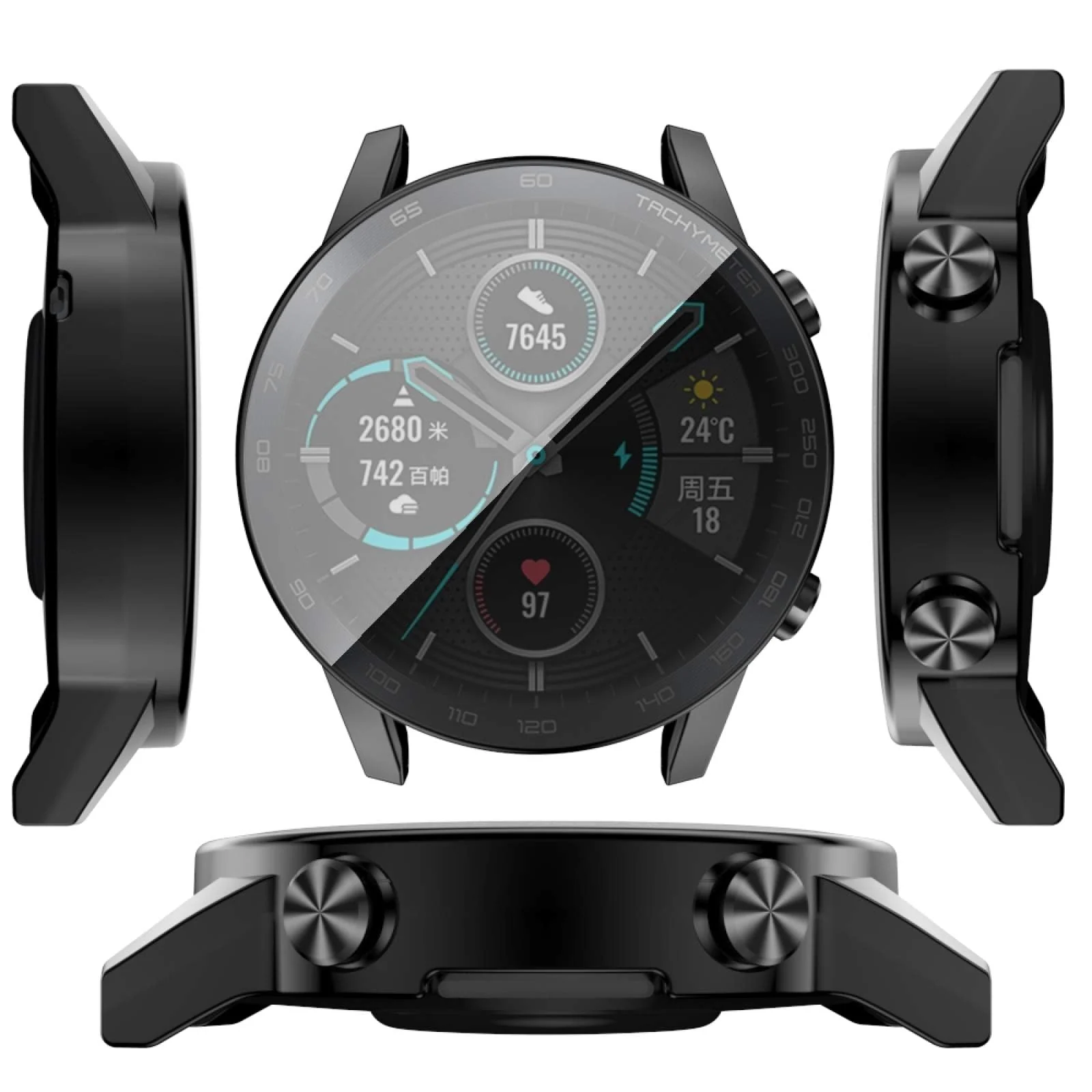 DL3 Mobilak Case Compatible with Huawei Watch GT2 46mm Case All-Around Screen Protector Watch Soft TPU Shockproof Cover Slim Guard Thin Bumper Shell Protector - Black