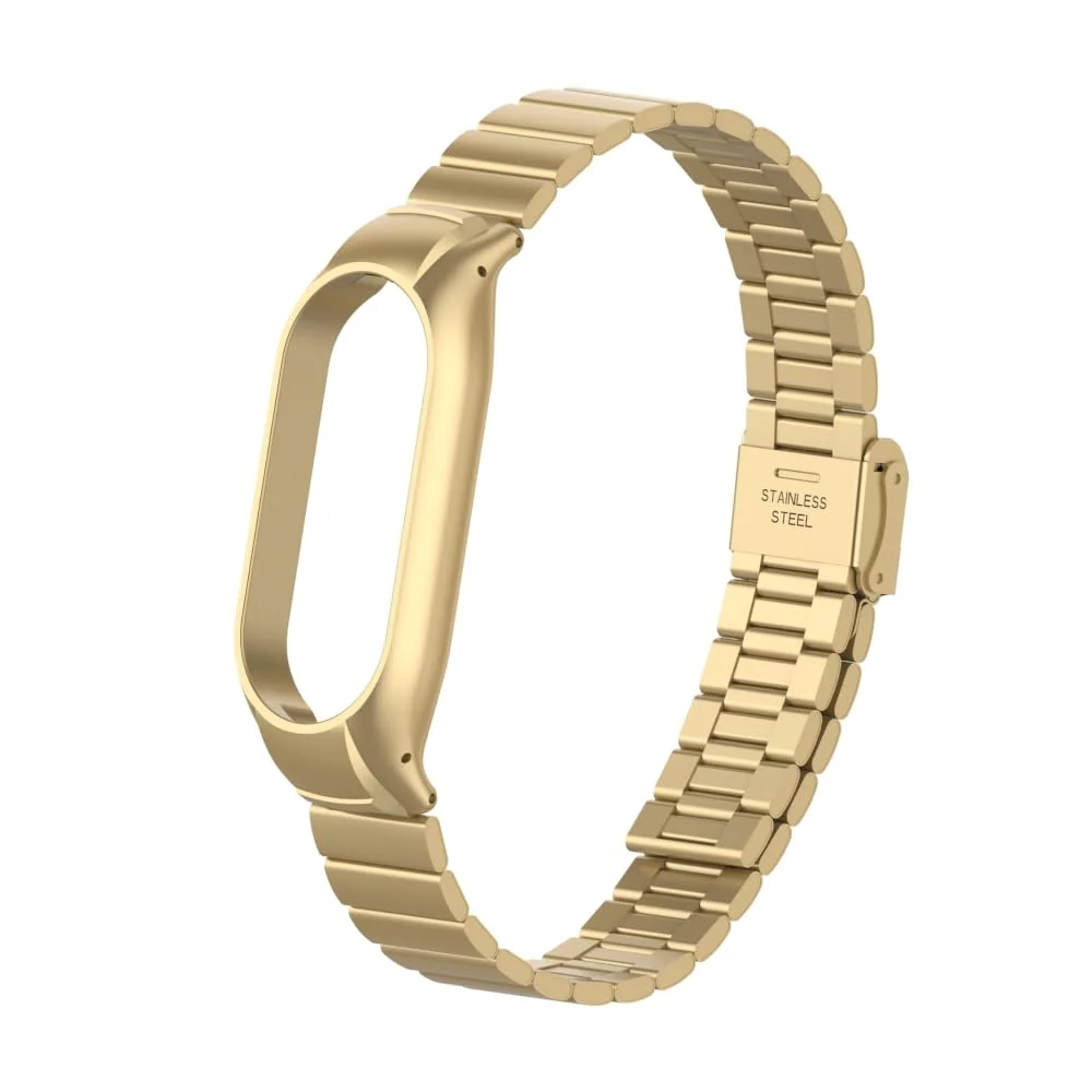 DL3 Mobilak Mi Band 6 Mi Band 5 Strap for Xiaomi Mi Band 5 6, Stainless Steel Watch Band Metal Replacement Bracelet Wristband for M5 M6 - Vintage Gold