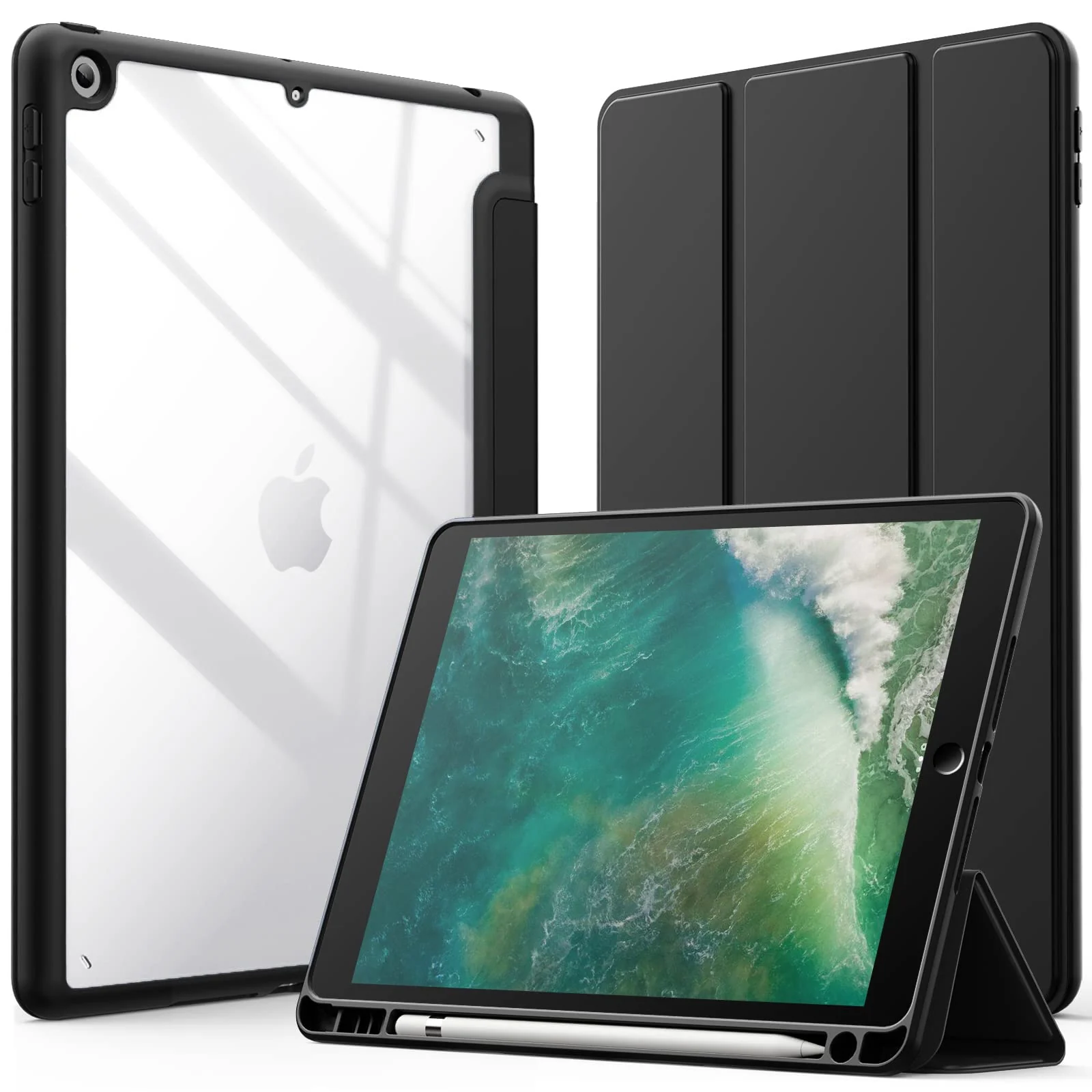 DL3 Mobilak Case for iPad 6th/5th Generation (9.7-inch, 2018/2017), iPad Pro 9.7 Inch Case 2016, iPad Air 2nd/1st, Clear Shockproof Back Cover Built-in Pencil Holder, Auto Sleep/Wake