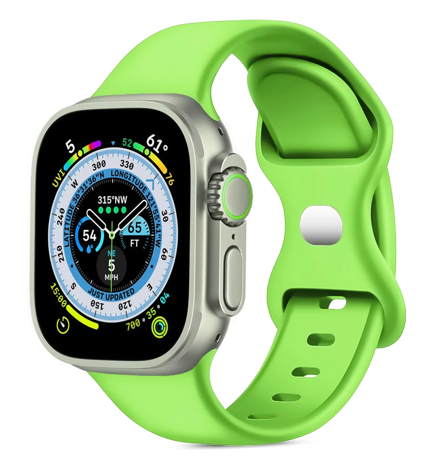 DL3 Mobilak Band with Case For Apple Watch Ultra/Ultra 2 49mm, Adjustable Silicone Sport Wristband Replacement, Strap With Cover Built-in Glass Screen Protector for iWatch Ultra 49 mm - Neon Green