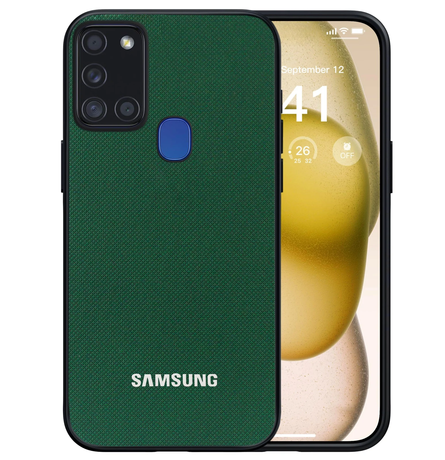 Dl3 Mobilak Compatible with Samsung Galaxy A21s Case Dual Layer Heavy Duty Cell Phone Protective Cover Shockproof Rugged with Non-Slip Textured - Black