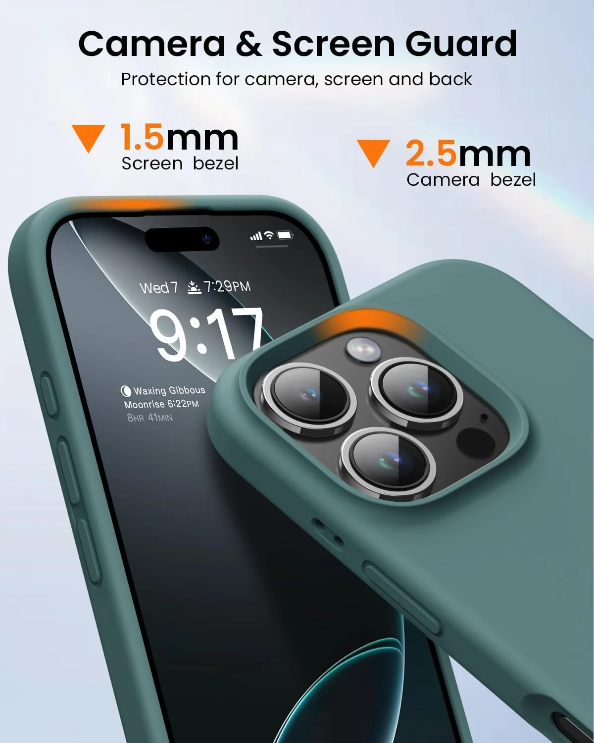 DL3 Mobilak Liquid Silicone Protective Case with Soft Microfiber Lining for iPhone 16 Pro Max - Pine Green