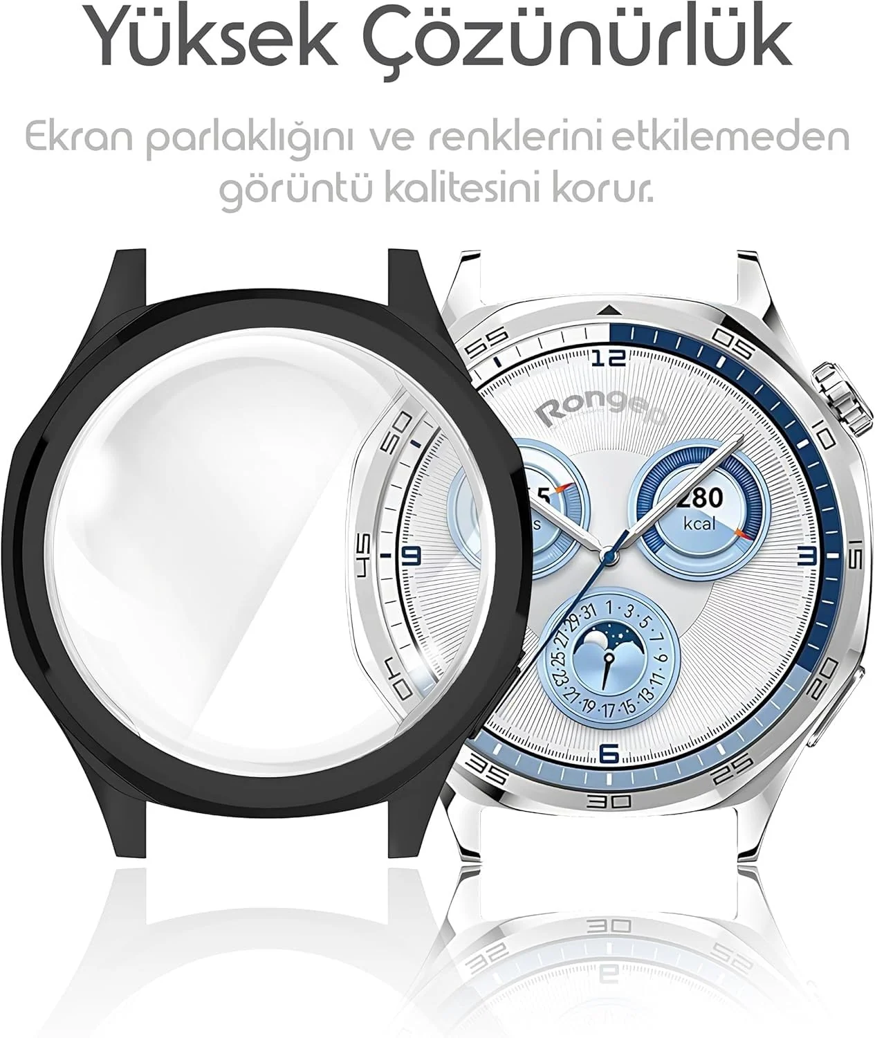 DL3 Mobilak Case Compatible with Huawei Watch GT5 46mm Case All-Around Screen Protector Watch Soft TPU Shockproof Cover Slim Guard Thin Bumper Protector - Black