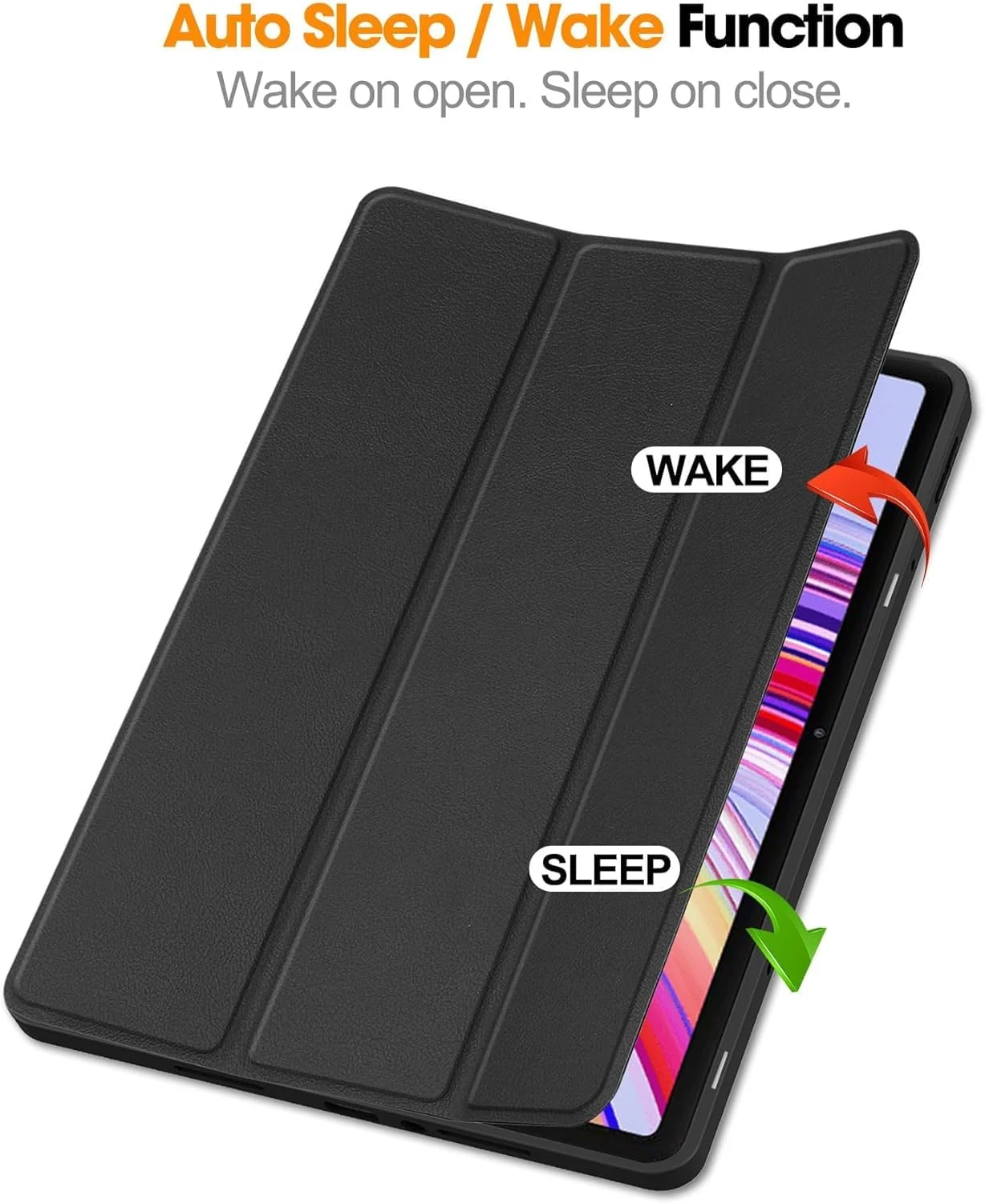 DL3 Mobilak Xiaomi Redmi Pad 2 Pro (2025) Redmi Pad Pro (2024) Case with Pen Holder, Soft TPU Back Trifold Stand Protective Smart Cover Flip, Auto Wake & Sleep - Black
