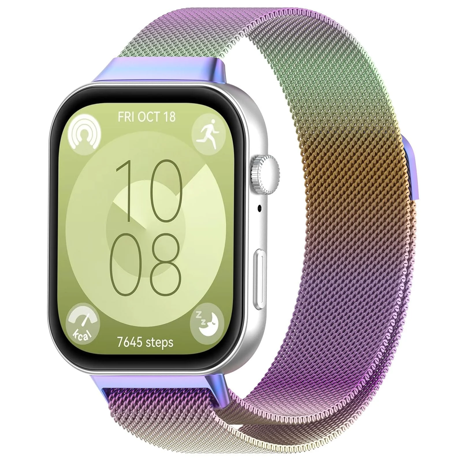 DL3 Mobilak Bracelet Compatible with Huawei Watch Fit 3, Stainless Steel Replacement Straps, Mesh Metal Watch Strap, Magnetic Adjustable Replacement Strap For Huawei Watch Fit3 - Colorful