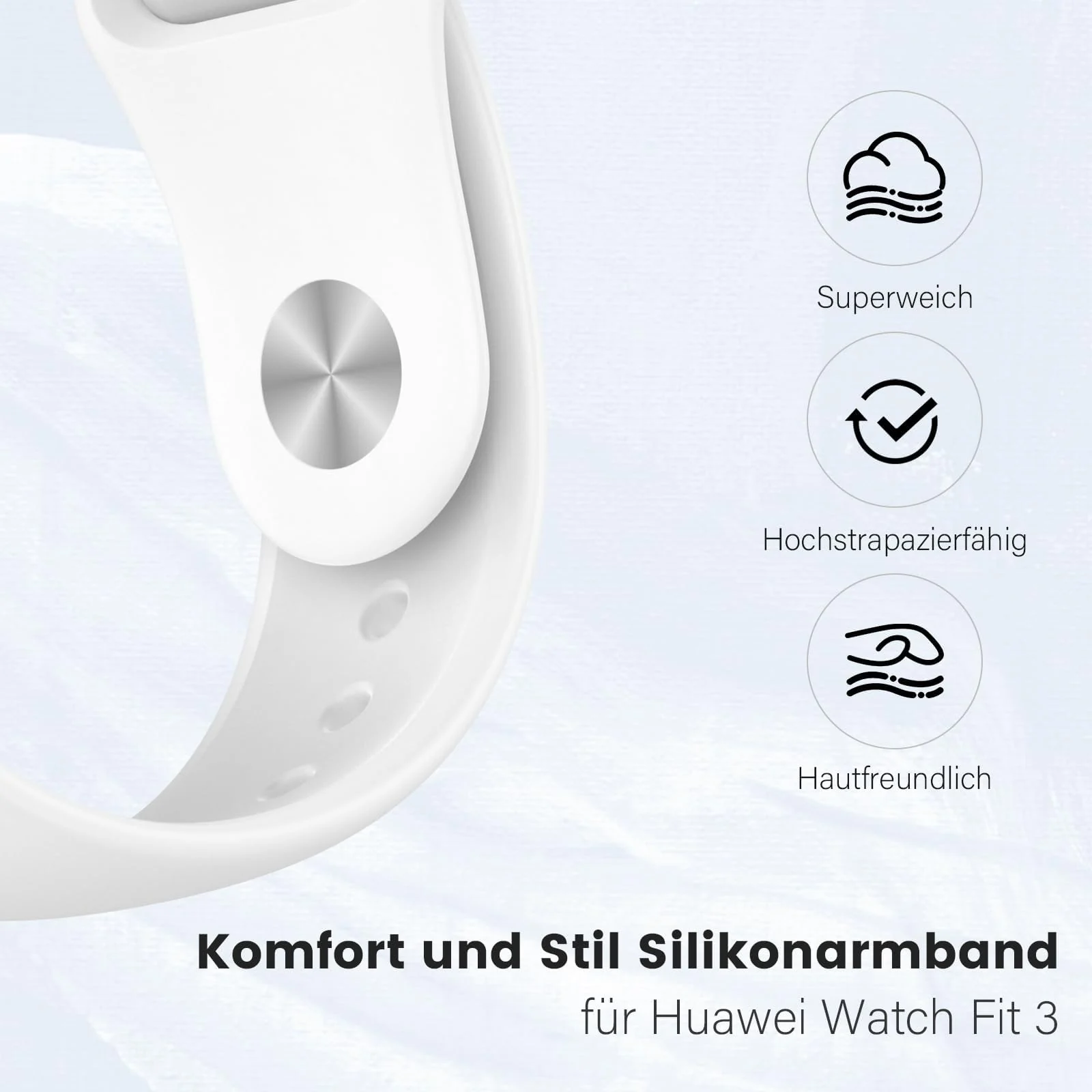 DL3 Mobilak Silicone Strap Compatible with Huawei Watch Fit 3/Watch Fit 4 Pro/Fit 4 Sports Strap for Men Women Breathable Soft Replacement Strap Adjustable Waterproof Sports Straps - White
