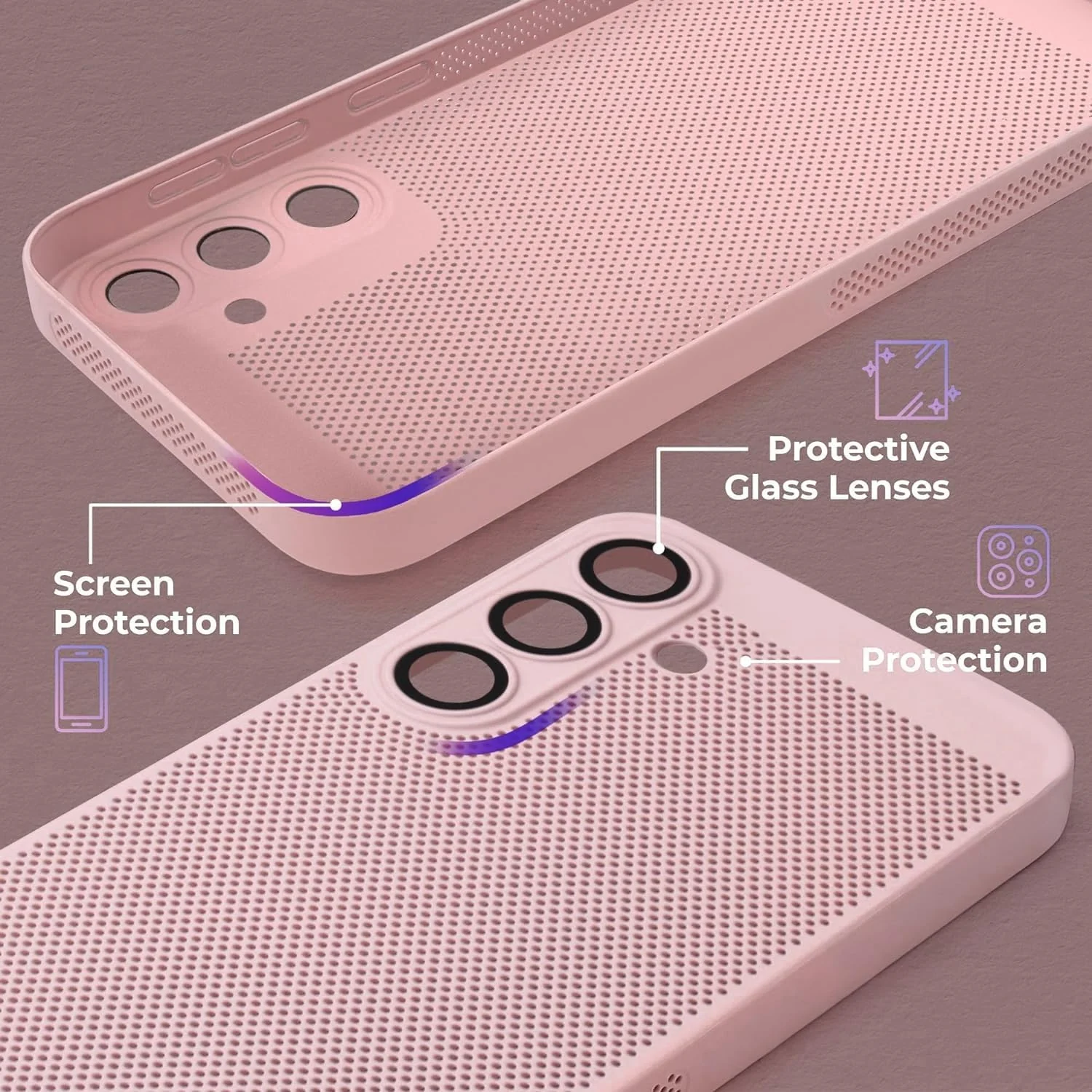 DL3 Mobilak PC Protective Case for Samsung Galaxy A24 4G, Supports wireless charging, Camera protection, Shock-absorbing protection - Pink
