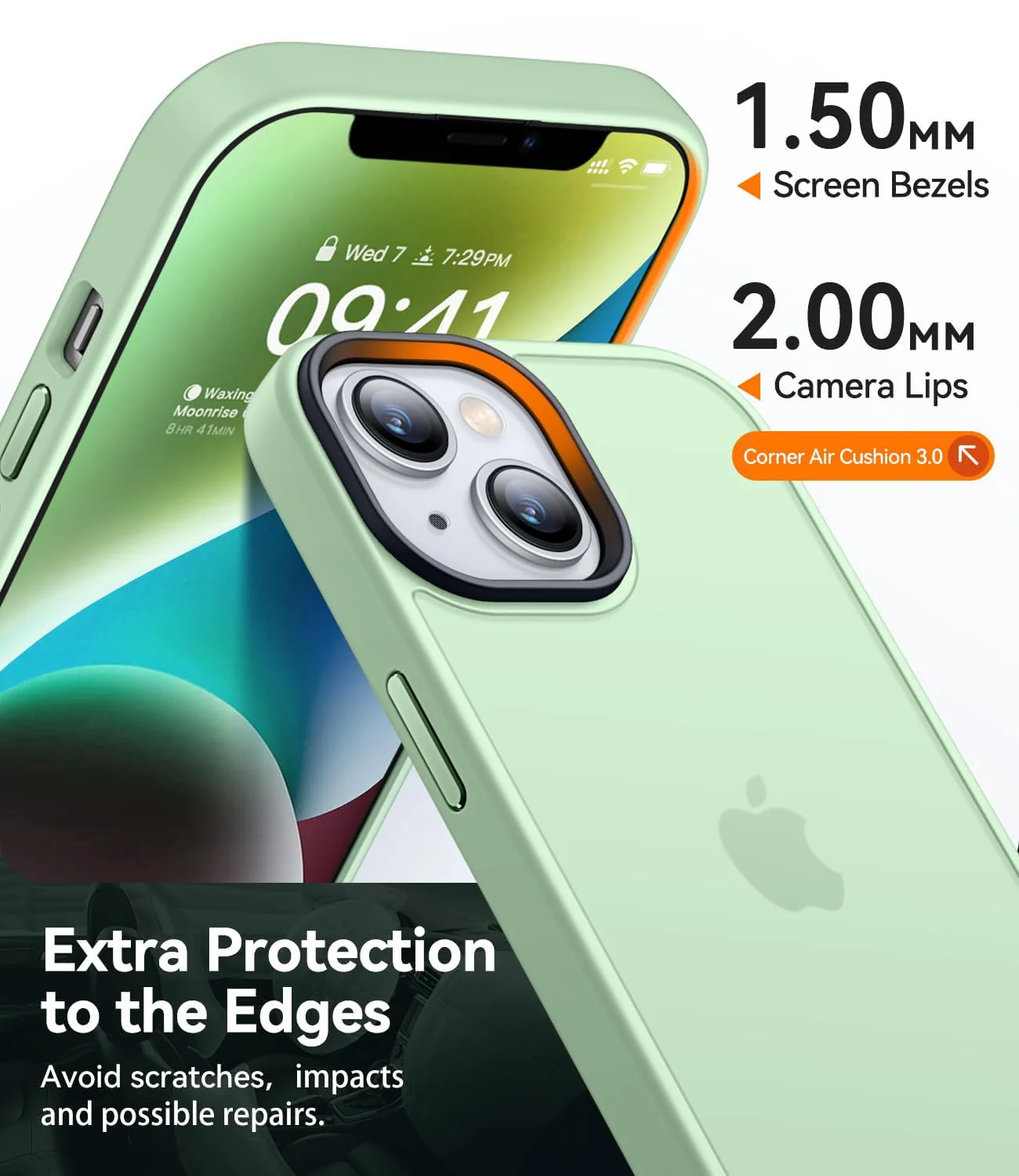 DL3 Mobilak Matte Protective Case for iPhone 13 / iPhone 14 with Camera Protection and Shockproof Design - Matcha Green