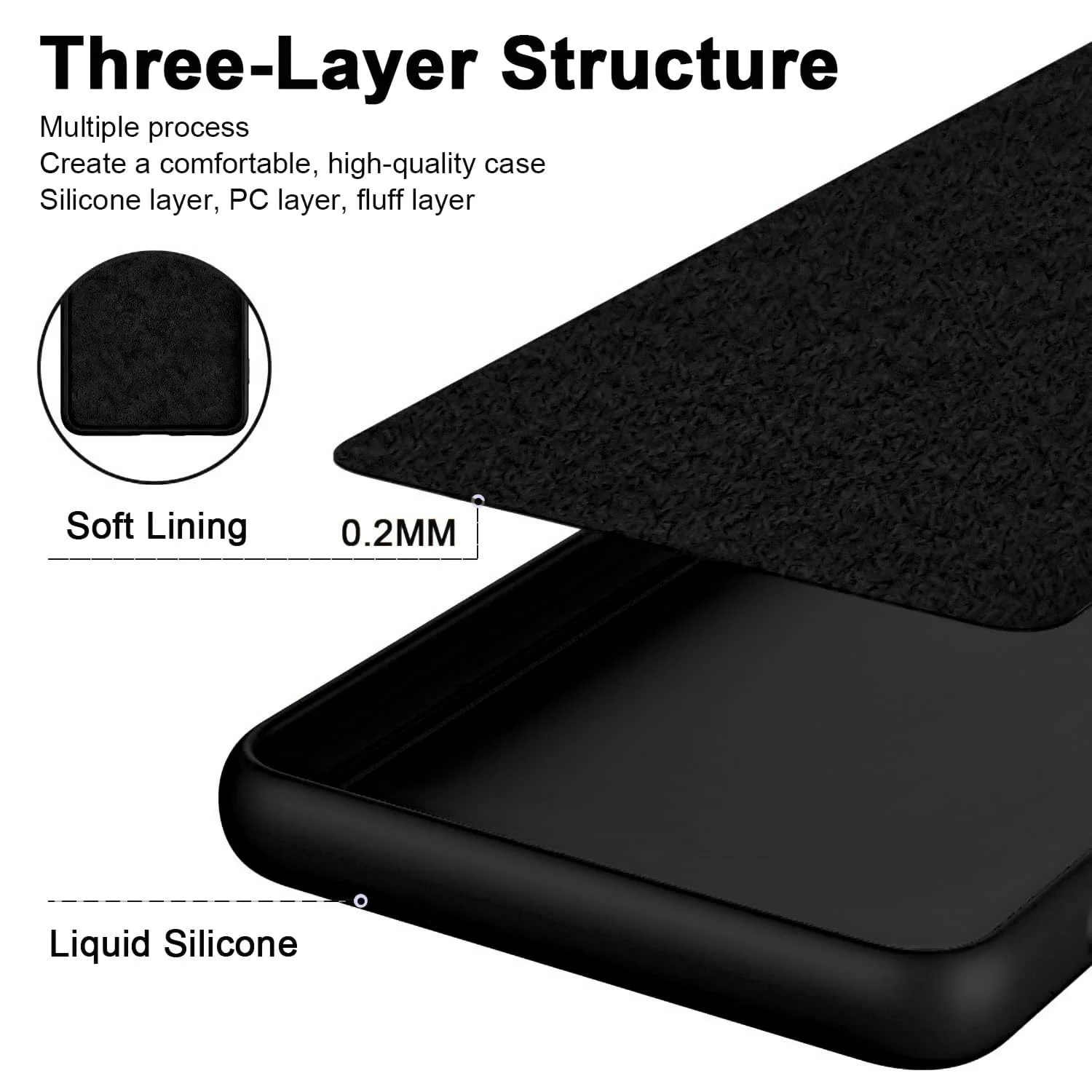 DL3 Mobilak Liquid Silicone Protective Case for OPPO Reno 8 5G with Microfiber Lining and Shockproof Design - Black