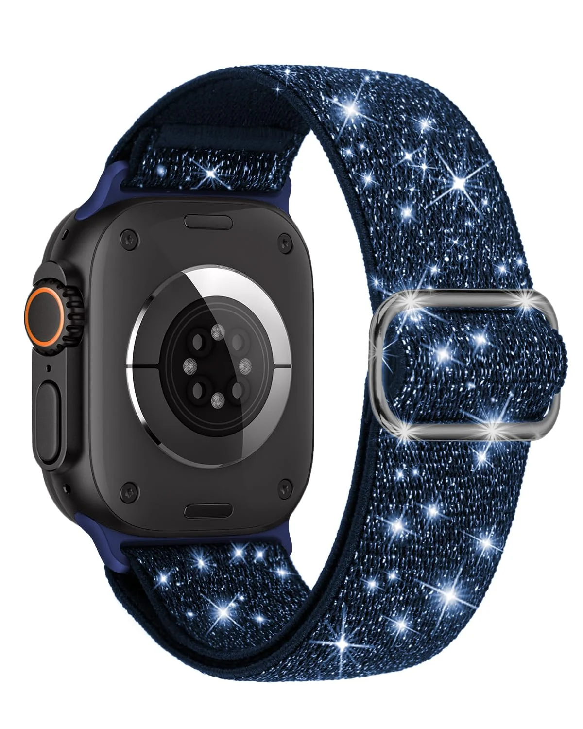 42MM/44MM/45MM/49MM — DL3 Mobilak Stretchy Solo Loop Compatible with Apple Watch Ultra Band 44mm 40mm 41mm 45mm 46mm 38mm 49mm 42mm, Soft Nylon Sport Strap for iWatch Series 10 9 8 7 6 5 4 SE (42MM/44MM/45MM/49MM, Shiny)