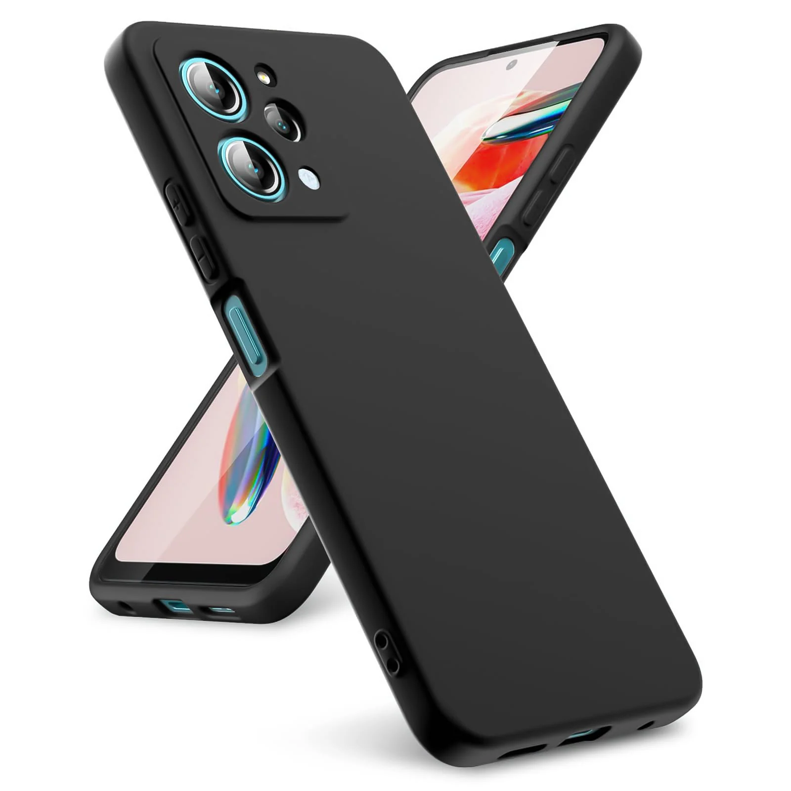 DL3 Mobilak Liquid Silicone Case for Xiaomi Redmi 12 4G / Xiaomi Redmi 12 5G / Poco M6 Pro 5G, Shock-absorbing protection, Scratch-resistant surface, Soft microfiber lining - Black