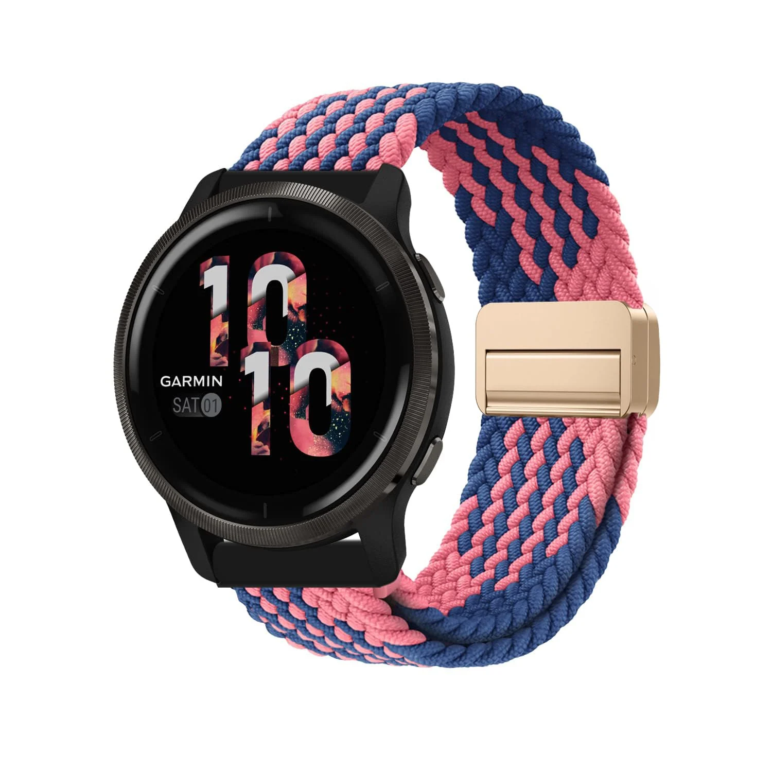 DL3 Mobilak 22mm Magnetic Band for Redmi Watch 5 Active/5 Lite/Samsung Galaxy Watch 3 45mm/Watch 46mm/Gear S3/Huawei watch GT6 GT5 46MM/GT2E/GT6 Pro/GT 5 Pro/Amazfit GTR 4/3, Stretchy Braided Nylon Sport Strap - Blue-pink