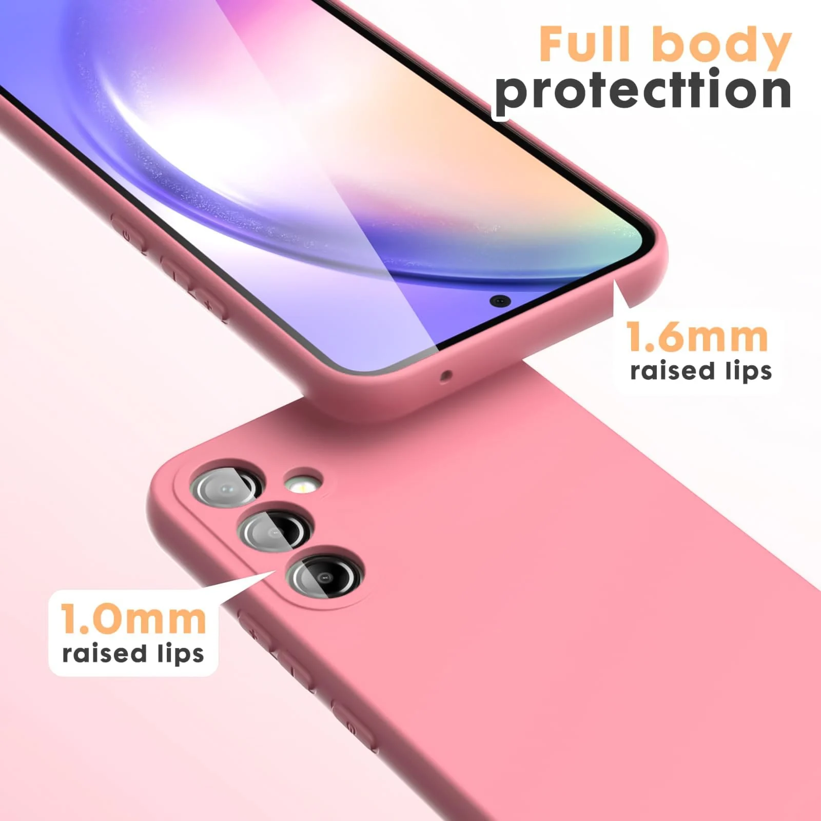 DL3 Mobilak Samsung Galaxy A55 Case, Soft Flexible Liquid Silicone Gel Rubber Bumper Cover, Full Body Shockproof Protective Phone Case - Pink