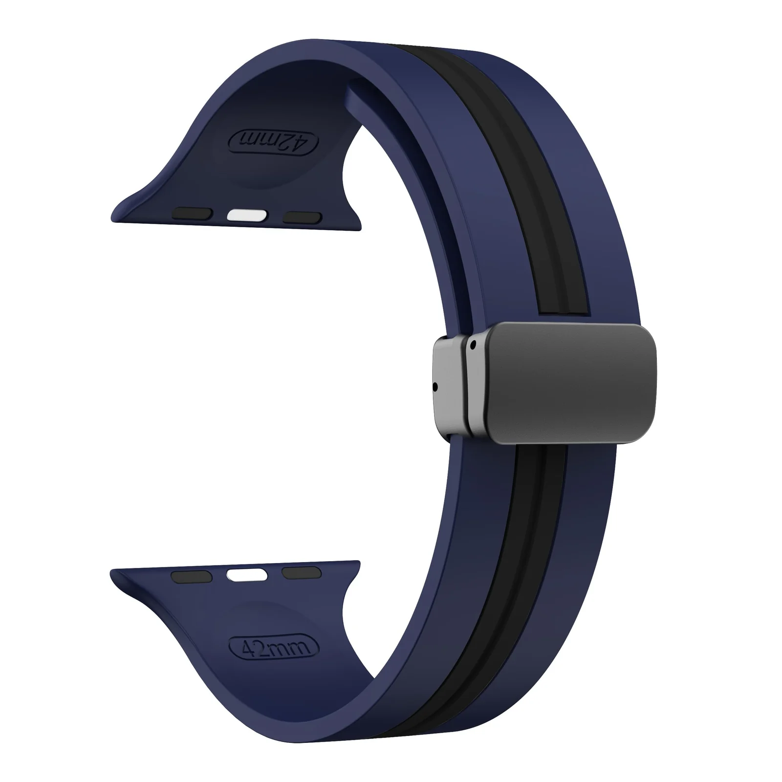 DL3 Mobilak Magnetic Bands for Apple Watch Ultra/Ultra 2 Band 49mm 45mm 44mm 42mm 41mm 40mm 38mm, Soft Sport Silicone Strap for iwatch Series 9/8/7/6/5/4/3/2/1/SE (42mm/44mm/45mm/49mm) - Blue Black