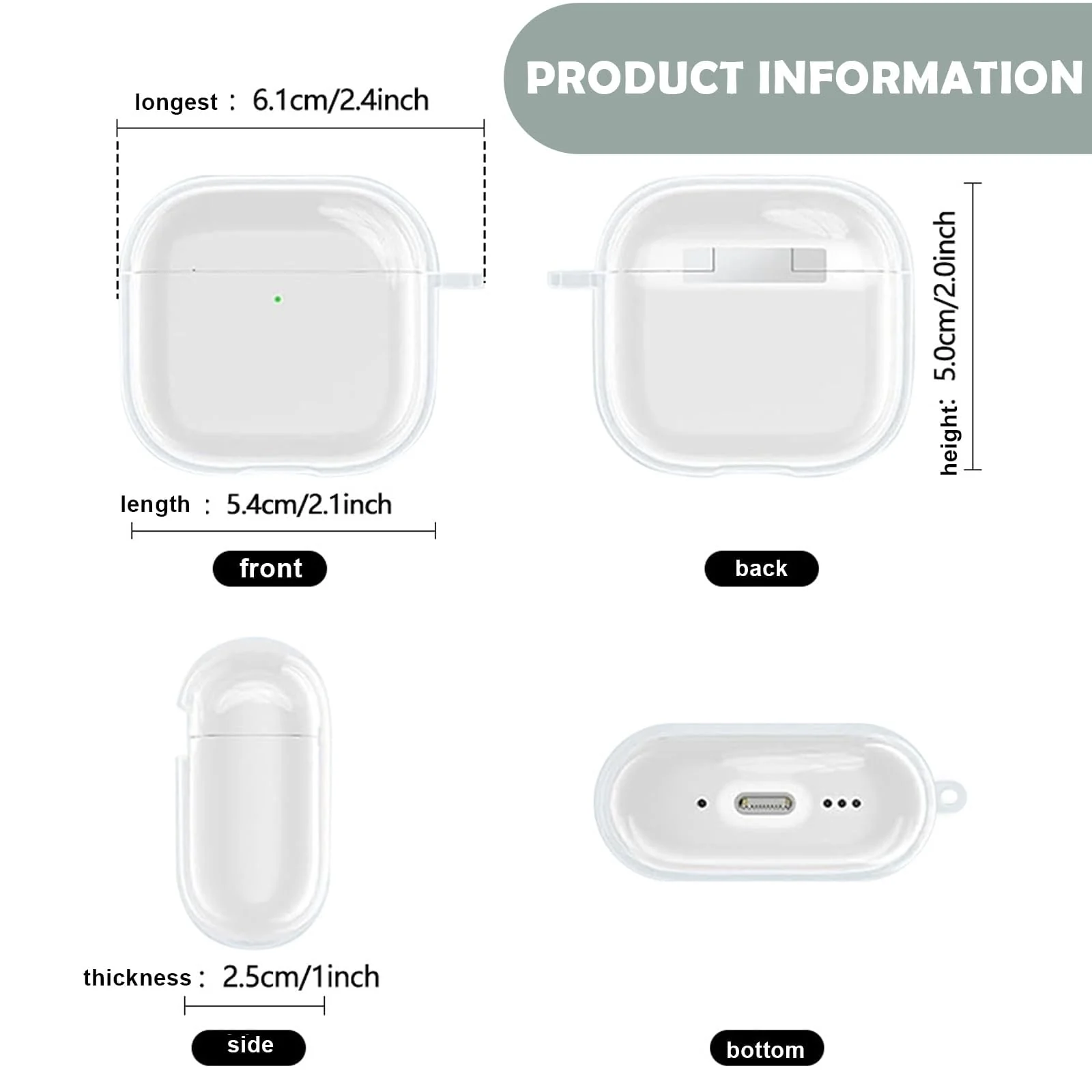 DL3 Mobilak AirPods 4 Case Soft TPU Protective Cover [Front LED Visible][Anti-Yellowing], TPC Protective Case With Lanyard, Case Compatible with AirPods 4th Generation 2024, Wireless Charging - Clear