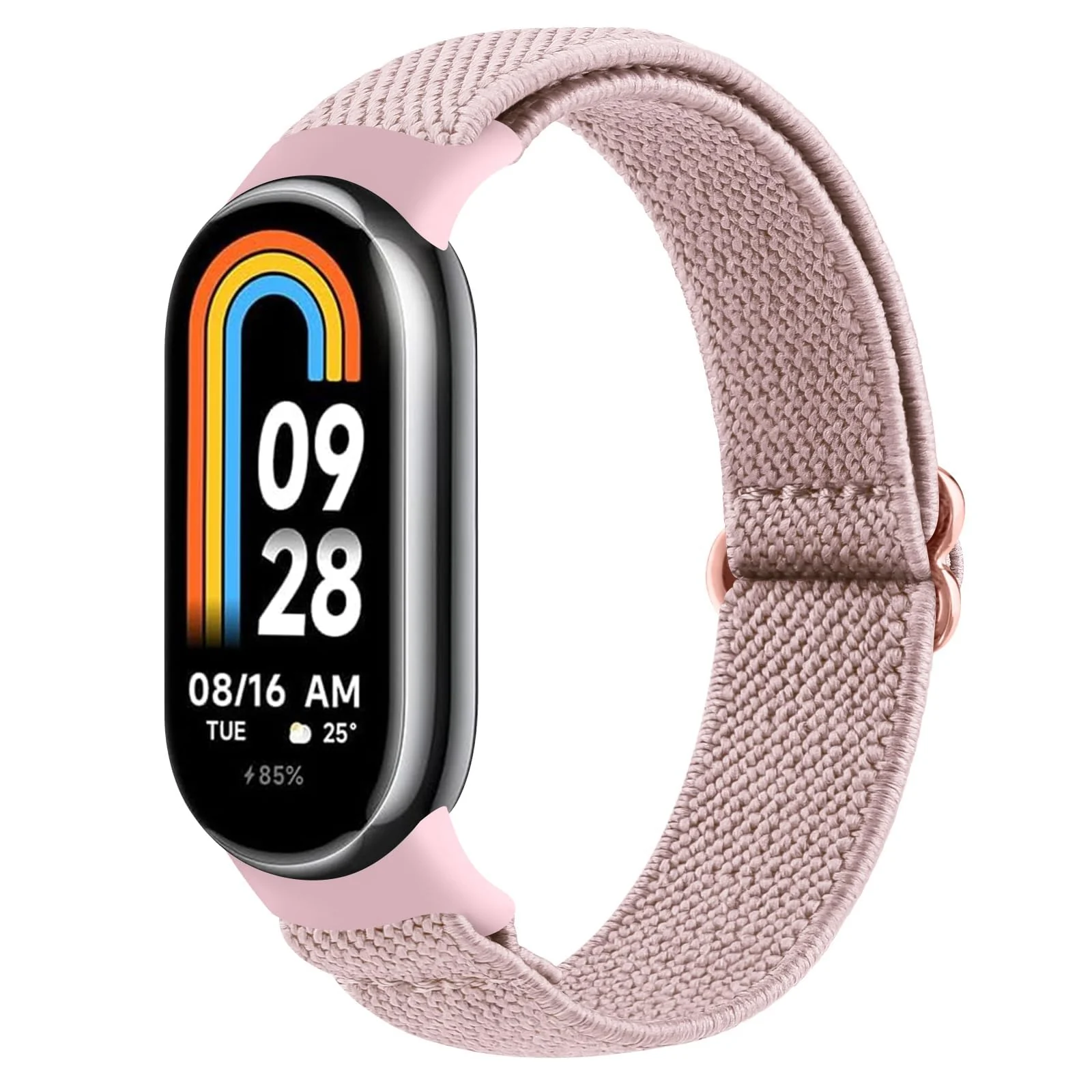 DL3 Mobilak Strap for Xiaomi Mi Band 10 / Xiaomi Mi Band 9 / Xiaomi Mi Band 8, Elastic Nylon Straps, Adjustable Breathable Replacement Bracelet for Xiaomi Smart Band 8/9/10 for Women Men - Pink