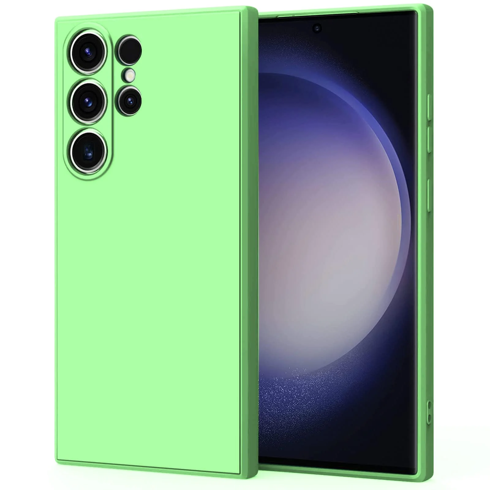 DL3 Mobilak Liquid Silicone Protective Case for Samsung Galaxy S23 Ultra with Camera Protection and Microfiber Lining - Light Green
