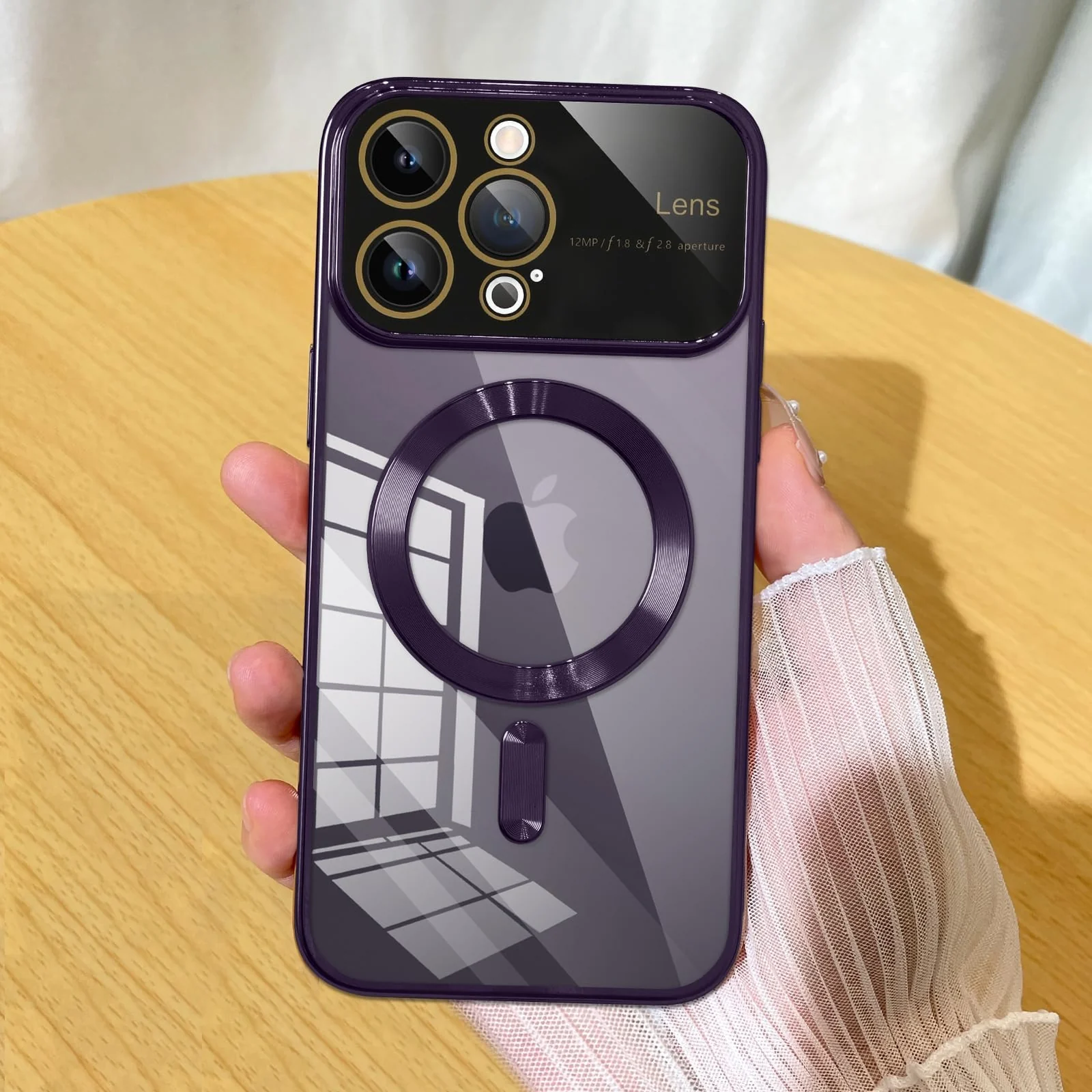 DL3 Mobilak Clear MagSafe-Compatible Magnetic Case for iPhone 11 Pro Max 6.5 Inch with Camera Protection and Shockproof Design - Dark Purple