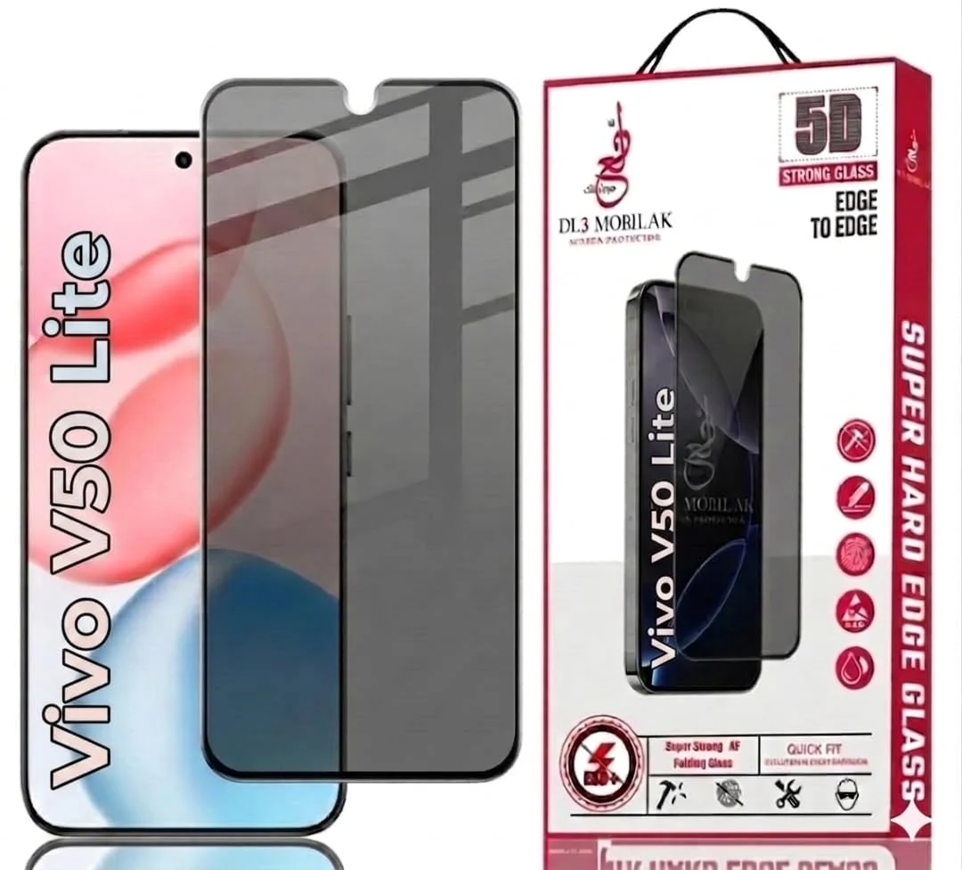 DL3 Mobilak vivo V50 Lite Privacy Screen Protector, Does not support fingerprint, Anti-Spy 9H Hardness Tempered Glass Film [Case Friendly] [Bubble Free] - Black