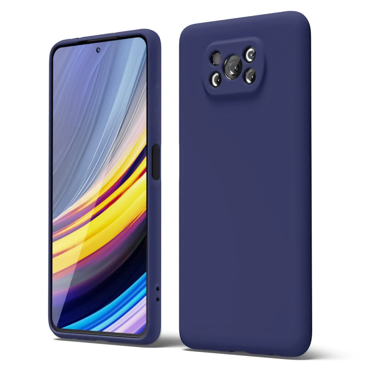 DL3 Mobilak Compatible with Xiaomi Poco X3 Pro/Poco X3 NFC/Poco X3 Case, Liquid Silicone Case, Full Body Camera Protective Cover, Shockproof, Slim Phone Case, Soft Microfiber Lining - Blue 2