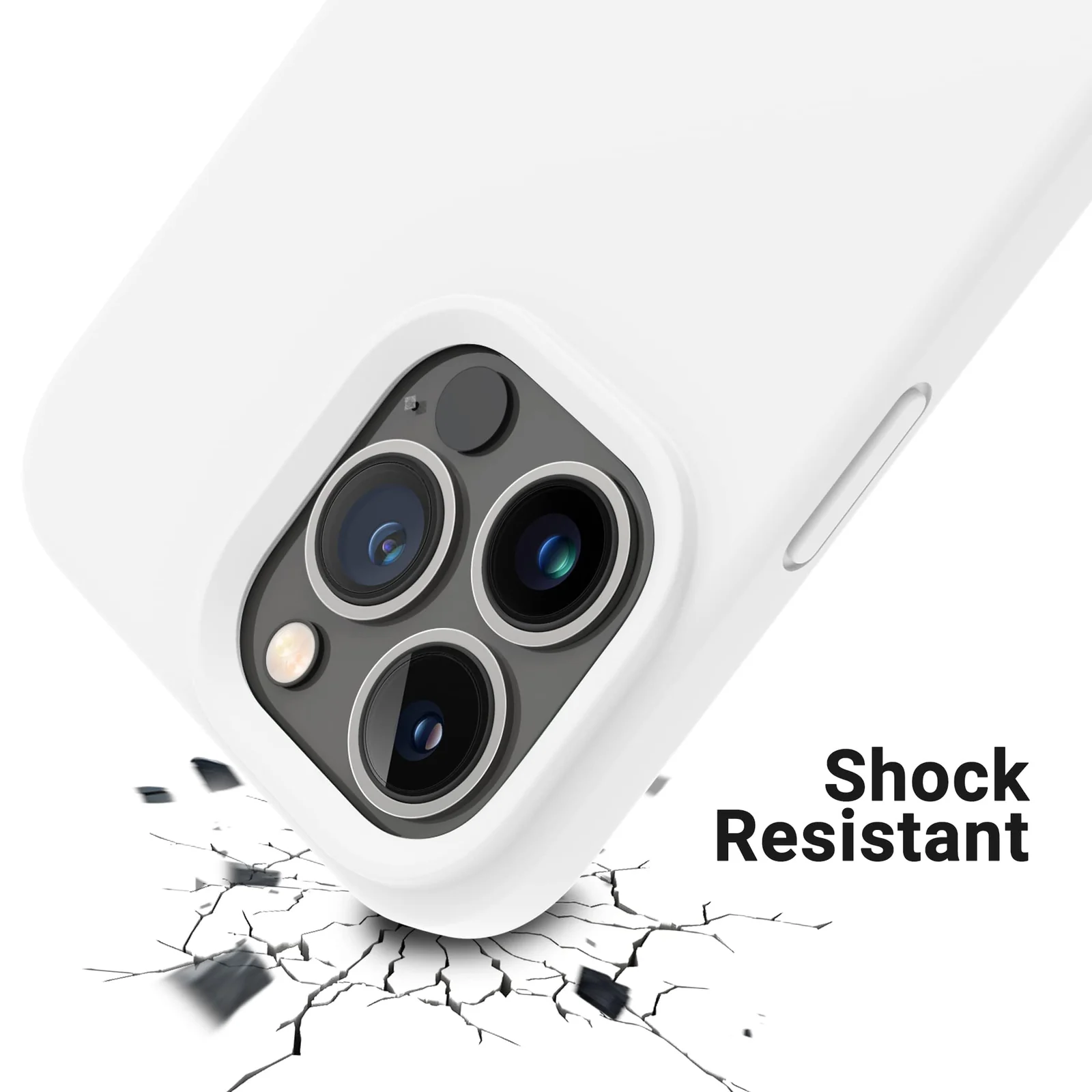 DL3 Mobilak Liquid Silicone Protective Case with Soft Microfiber Lining for iPhone 13 Pro Max (6.7 Inch) - White