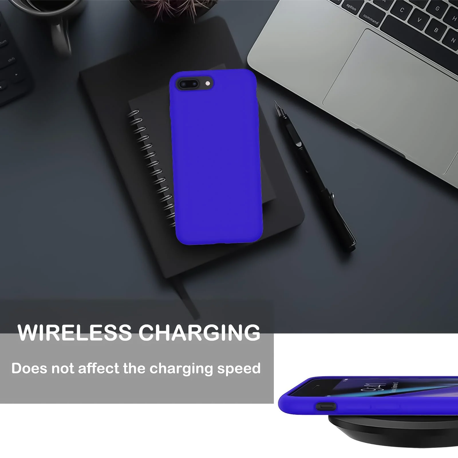 DL3 Mobilak Liquid Silicone Protective Case with Soft Microfiber Lining for iPhone 7 Plus / iPhone 8 Plus - Klein Blue