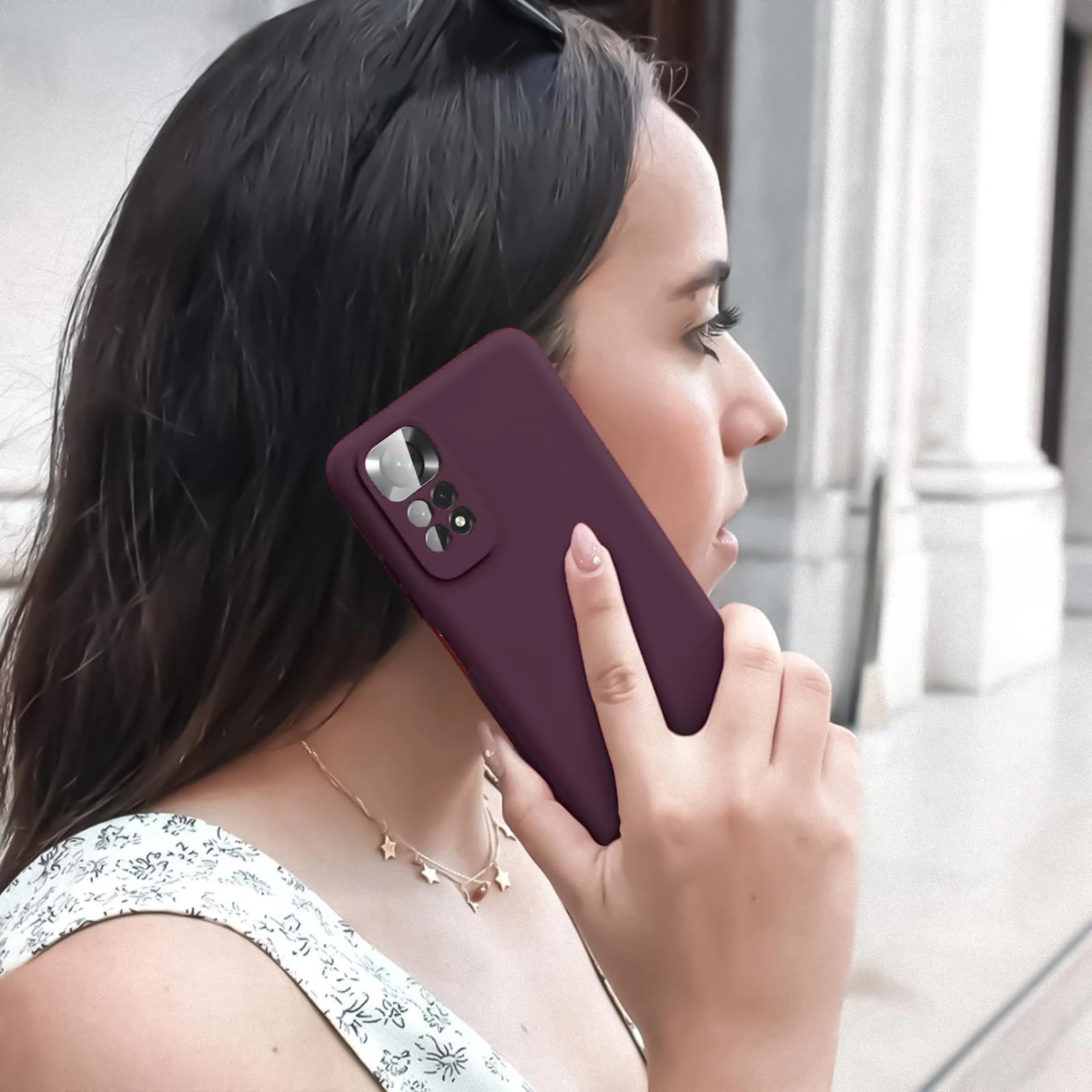 DL3 Mobilak Liquid Silicone Protective Case with Soft Microfiber Lining with Full Camera Protection for Xiaomi Redmi Note 12 Pro 4G / Redmi Note 11 Pro 4G&5G - Wine Red