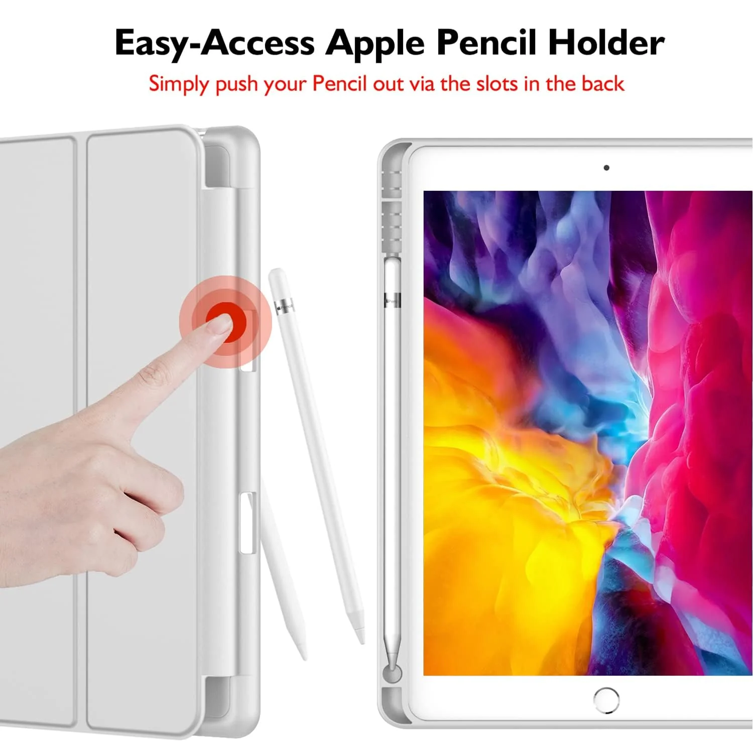 DL3 Mobilak Case For iPad 9.7-inch, (2018/2017), iPad Pro 9.7 Inch 2016, iPad Air 2nd/1st Smart Cover with Pencil Holder and Soft Silicone Back, Full Body Protection, Auto Wake/Sleep - Gray