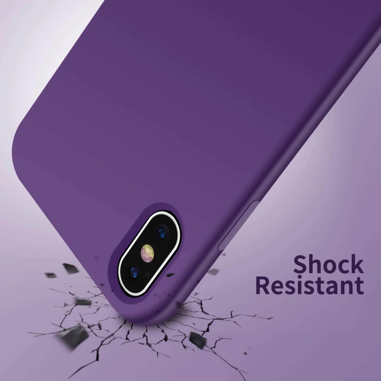 DL3 Mobilak Liquid Silicone Protective Case for iPhone XS Max with Camera Protection and Microfiber Lining - Violet