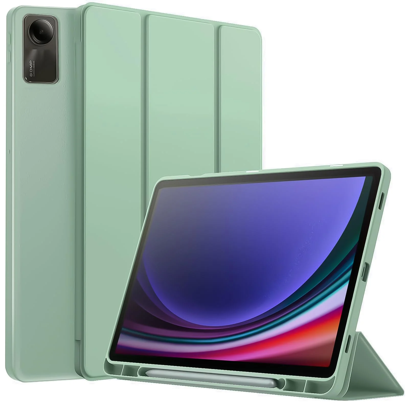 DL3 Mobilak Smart Case For Xiaomi Redmi Pad SE 11 inch Tablet 2023 Cover with Pencil Holder, Soft TPU Smart Stand Back Cover Auto Wake/Sleep - Mint Green