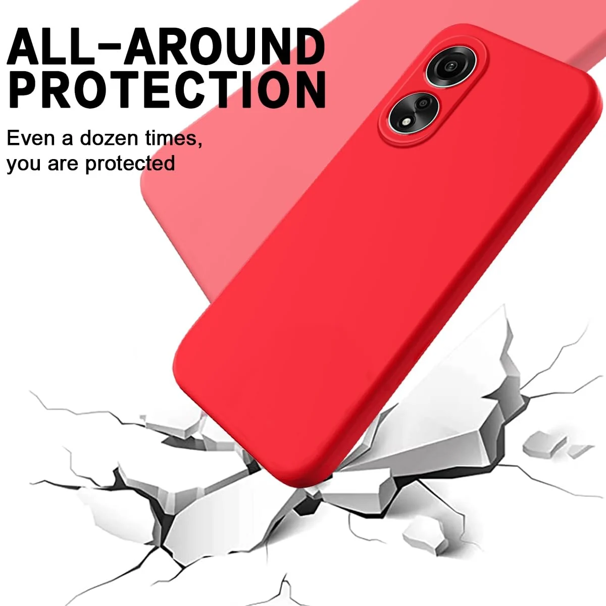 DL3 Mobilak OPPO A78 Case, Soft Flexible Silicone Gel Rubber Bumper Cover, Full Body Shockproof Protective Phone Case - Red
