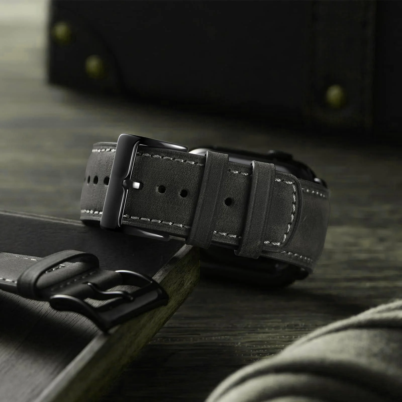 DL3 Mobilak Compatible with Apple Watch Band 49mm 46mm 45mm 44mm 42mm Leather Band Replacement Strap, Soft Leather Bracelet for iWatch Series 11 10 9 8 7 6 5 4 SE SE2 Ultra 3 2 1 - Black