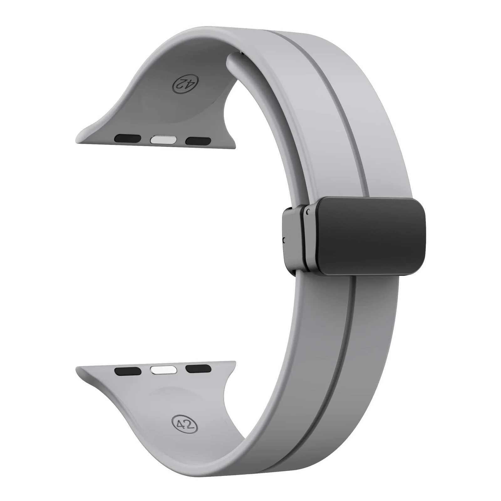 DL3 Mobilak Magnetic Bands for Apple Watch Ultra/Ultra 2 Band 49mm 45mm 44mm 42mm 41mm 40mm 38mm, Soft Sport Silicone Strap for iwatch Series 9/8/7/6/5/4 (Light Grey, 42mm/44mm/45mm/49mm), unisex-adult - Black