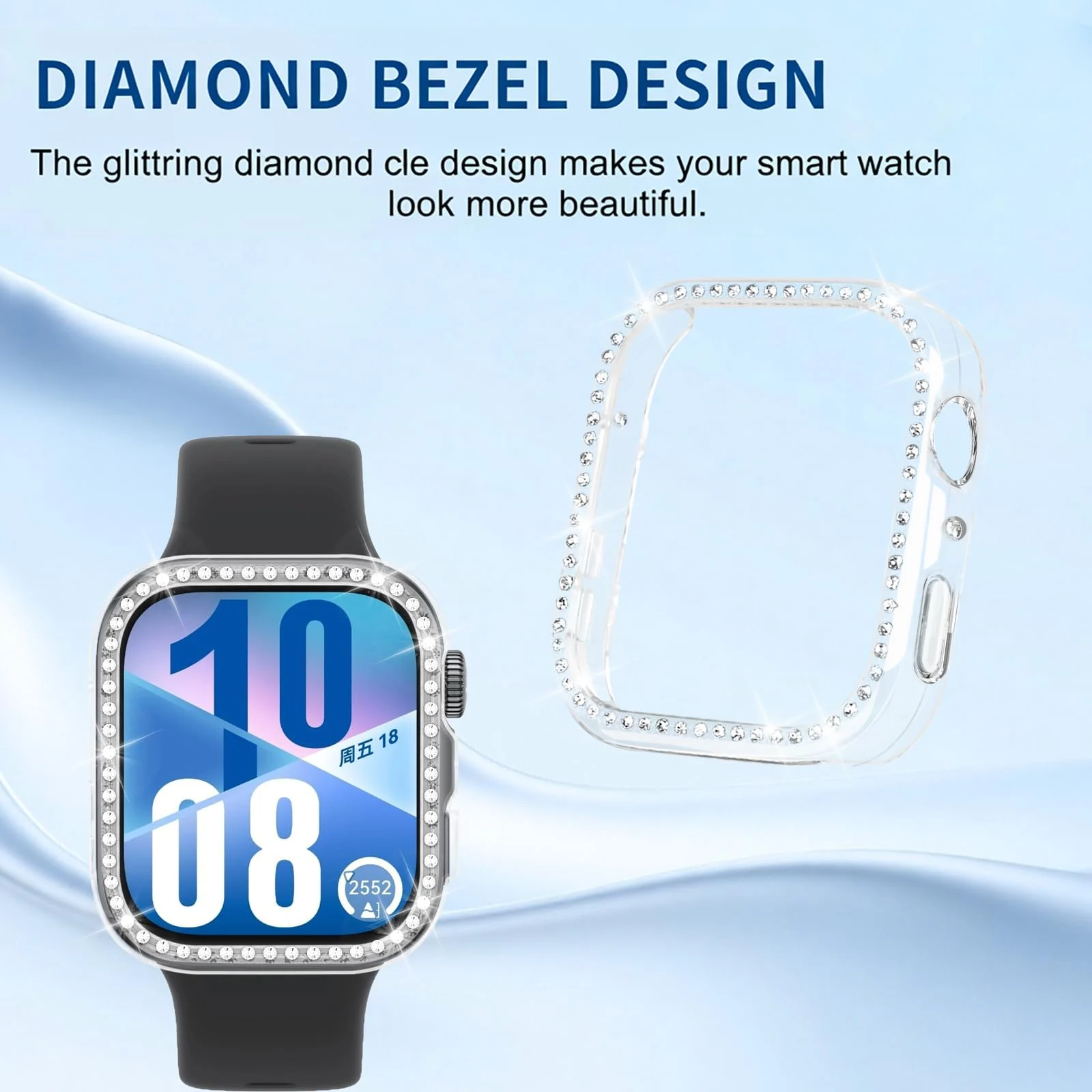 DL3 Mobilak Bling Case Without screen protector for Huawei Watch Fit 4, Hard PC Frame Case, Crystal Diamonds Bumper Cover for Women Girls, Slim Protective Cover for Huawei Watch Fit 4 - Clear