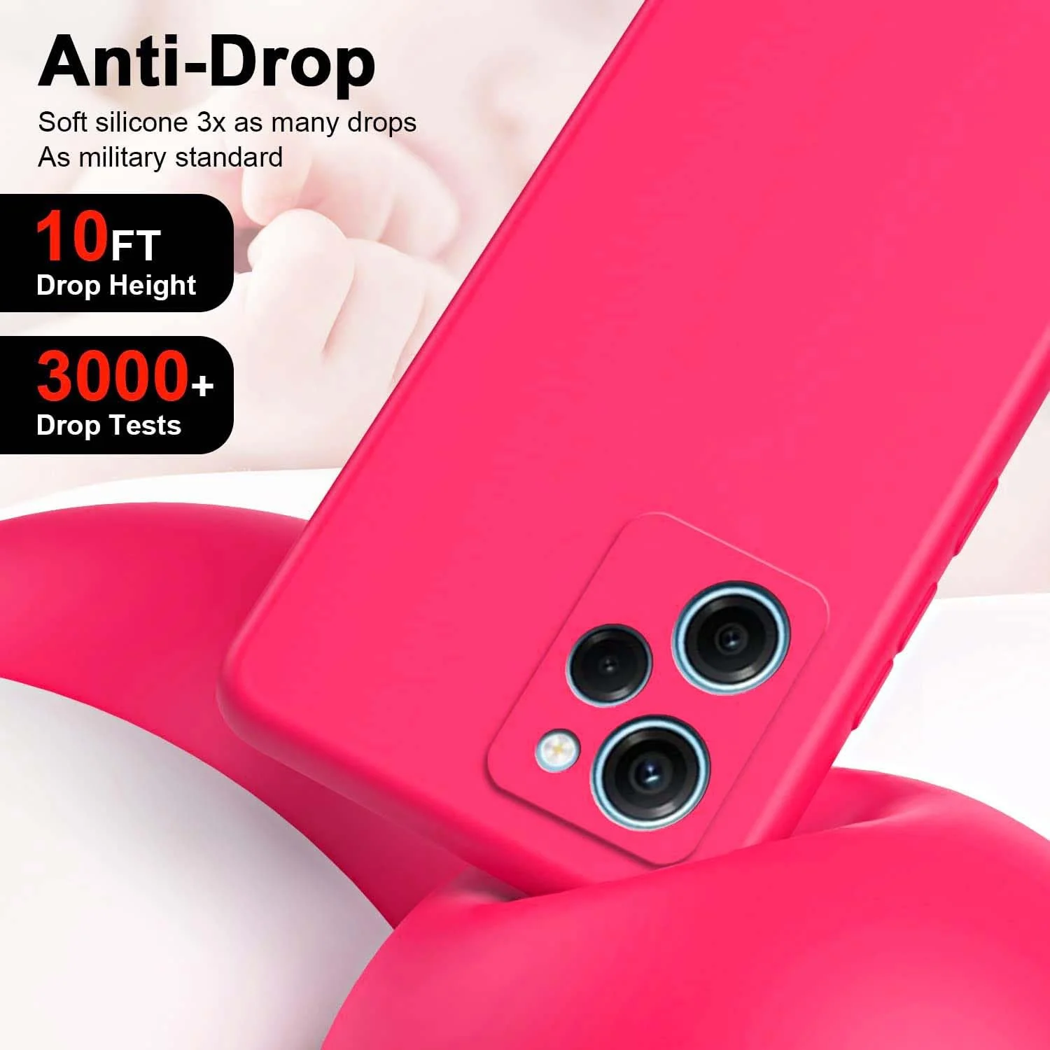 DL3 Mobilak Soft Silicone Protective Case for POCO X5 Pro 5G with Microfiber Lining and Shockproof Design - Hot Pink