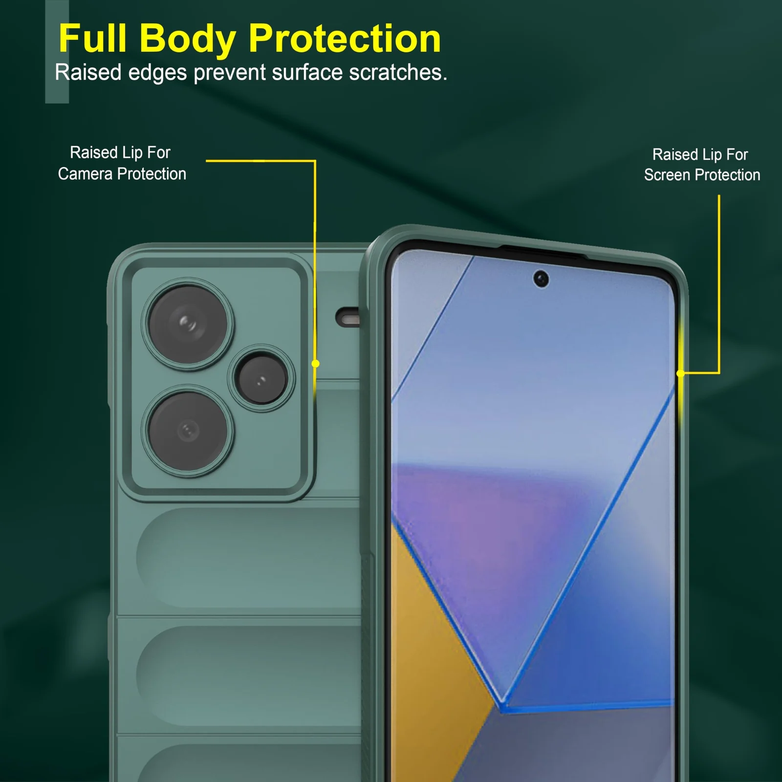 DL3 Mobilak Rugged Protective Case for Xiaomi Redmi Note 13 Pro + Plus 5G, Camera protection, Shock-absorbing protection, Non-slip grip - Green