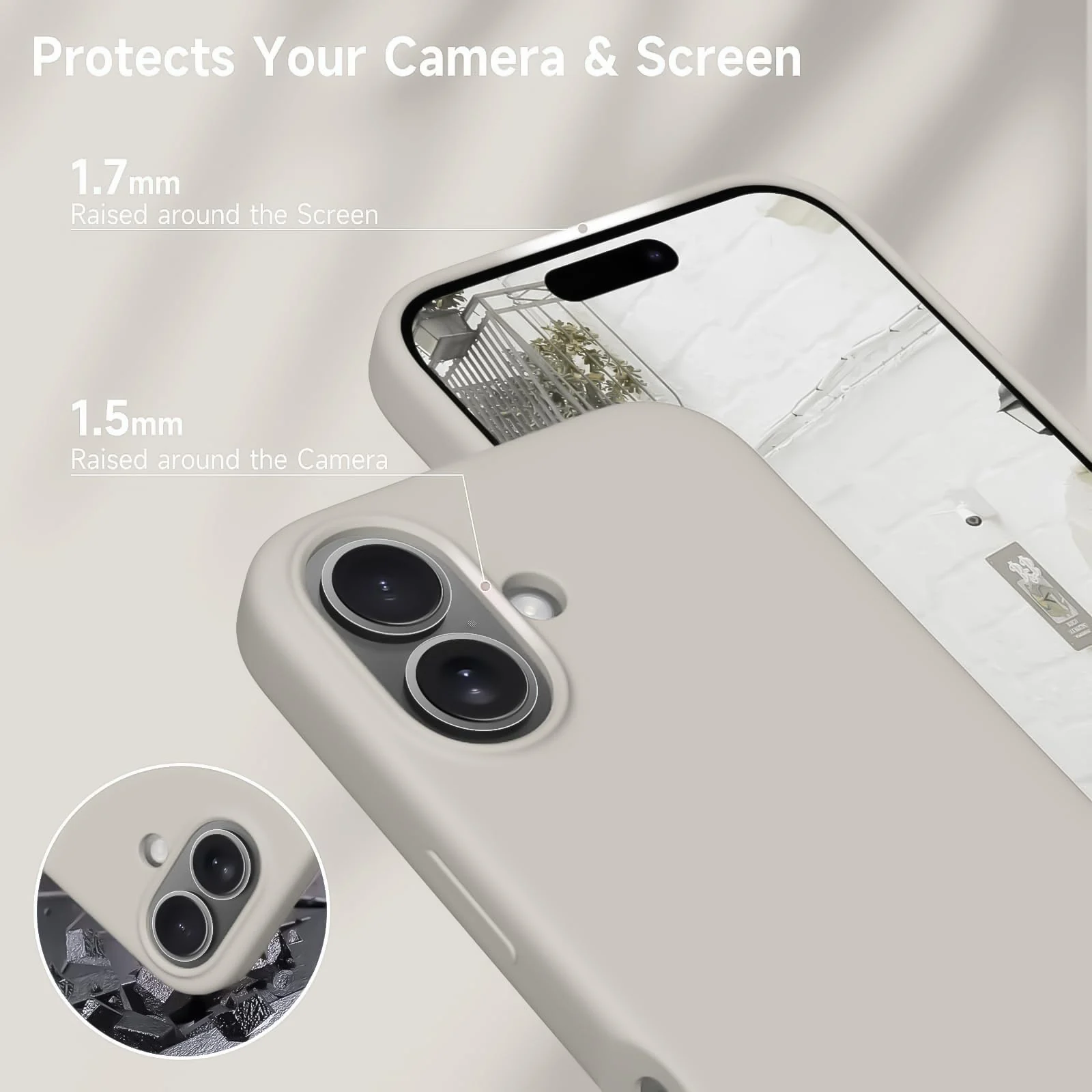 DL3 Mobilak Compatible with iPhone 16 6.1-inch Case, Premium Liquid Silicone Case, Full Body Protective Cover, Shockproof, Slim Phone Case, Anti-Scratch Soft Microfiber Lining (Off White 2) - Off-White 2