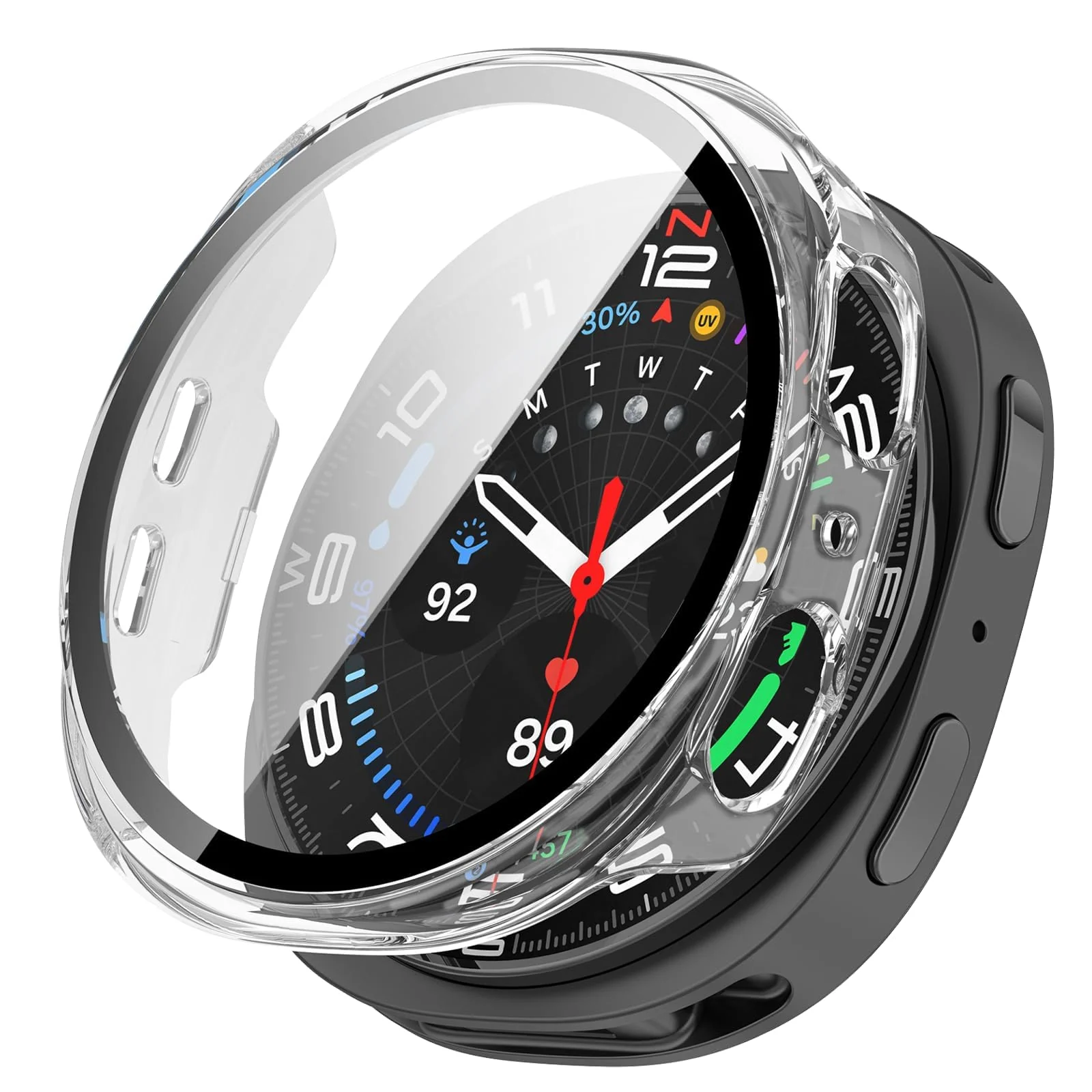 DL3 Mobilak Case Compatible with Samsung Galaxy Watch 8 44mm, Full Coverage Slim Hard Case Protective Bumper Built-in Tempered Glass Screen Protector Shell for Galaxy Watch8 44 mm - Clear