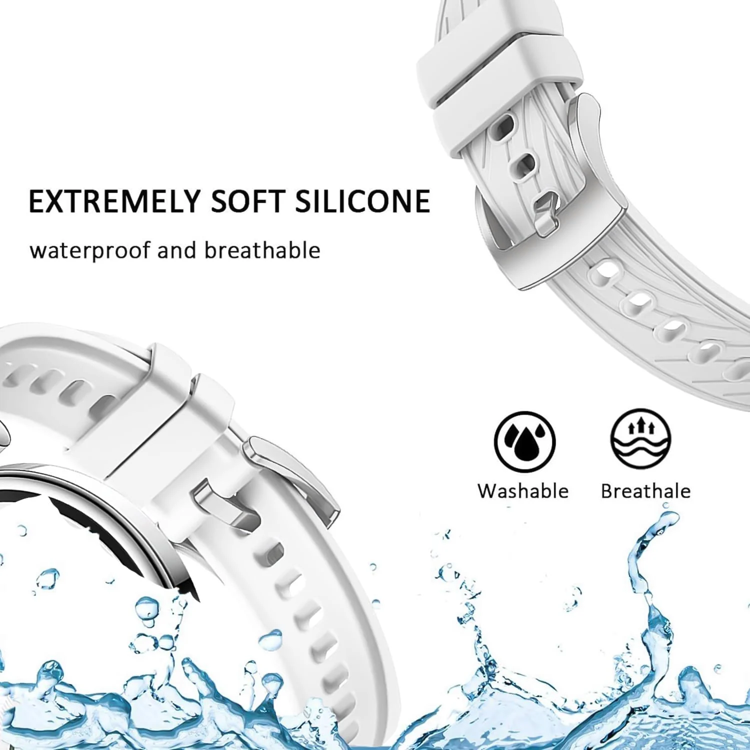 DL3 Mobilak 22mm Silicone Strap for Xiaomi Redmi Watch 5 Lite/5 Active/Samsung Galaxy Watch 3 45mm/Watch 46mm/Gear S3/Huawei watch GT6 GT5 GT4 GT3 (46MM)/GT2E/GT 3 Pro/GT 5 Pro, Silicone Sport Replacement Band - White