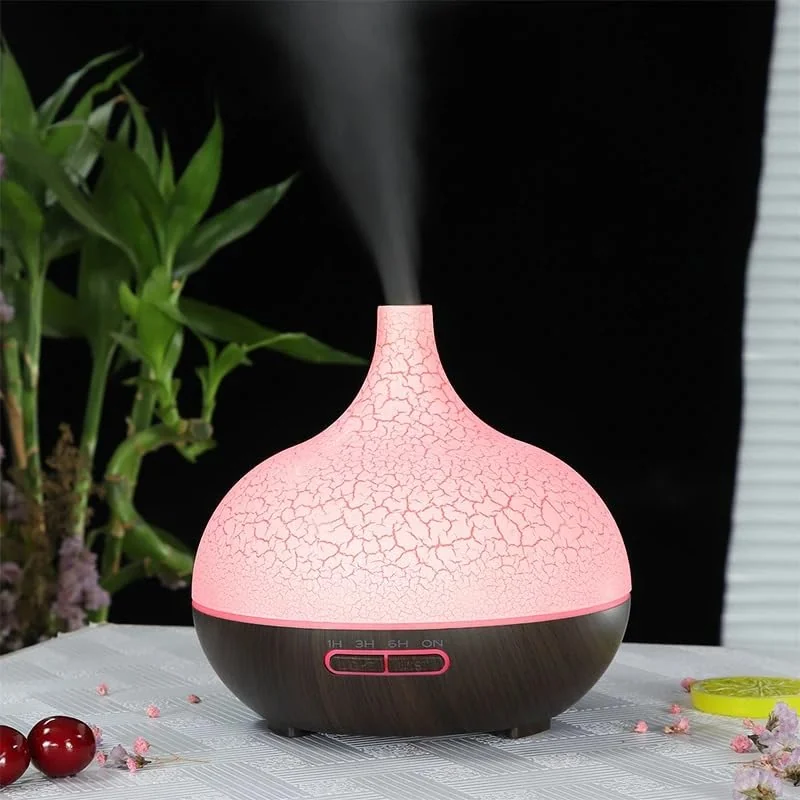 Mobigon Essential Oil Diffuser, Aromatherapy Diffuser 500ml with Remote Control, 4 Timer & Auto-Off Safety Switch, 7 Color LED Lights Mode, 10 Hours Quiet Humidifier for Bedroom - F.Dark Woody