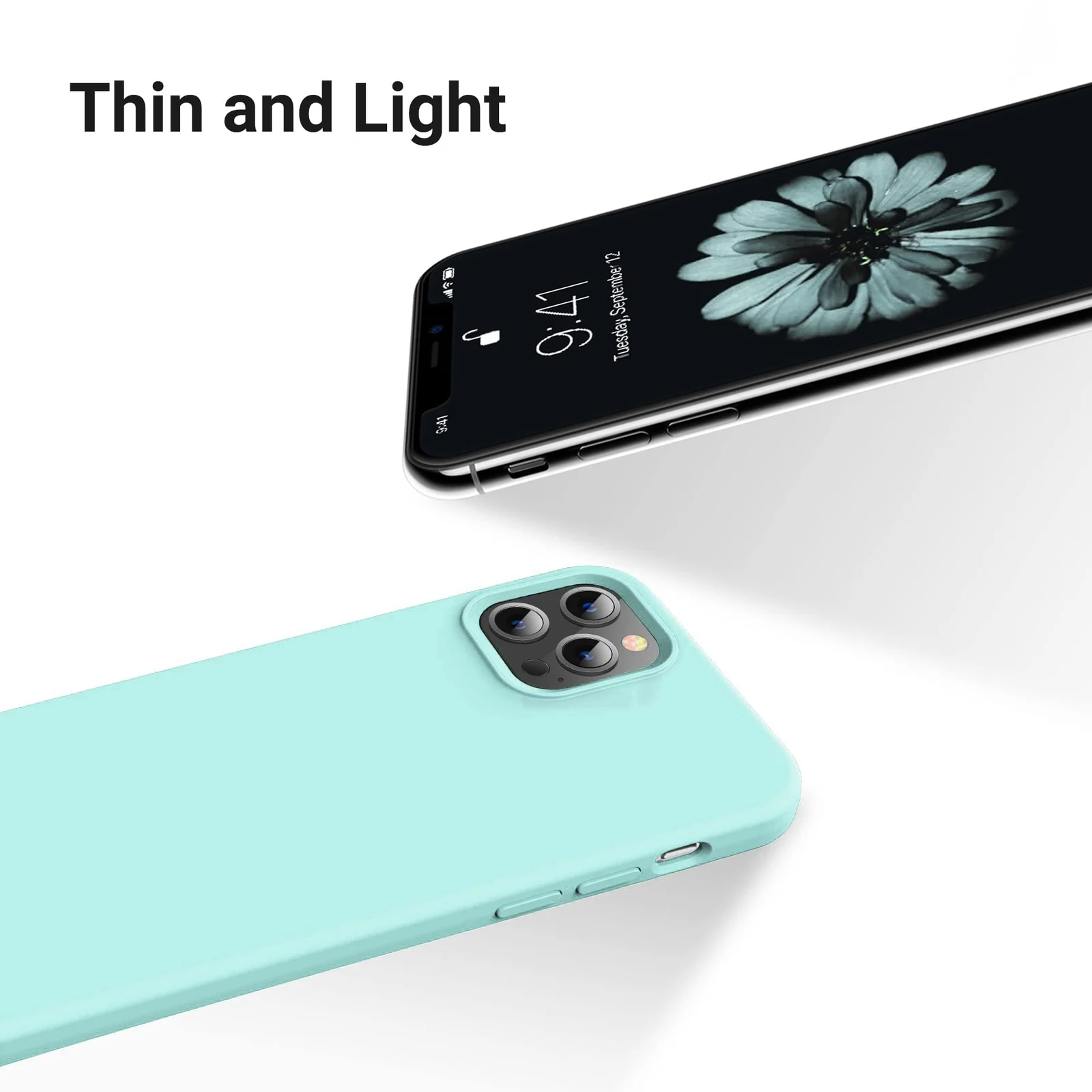 DL3 Mobilak Liquid Silicone Protective Case for iPhone 15 Pro Max with Camera Protection and Microfiber Lining - Turquoise