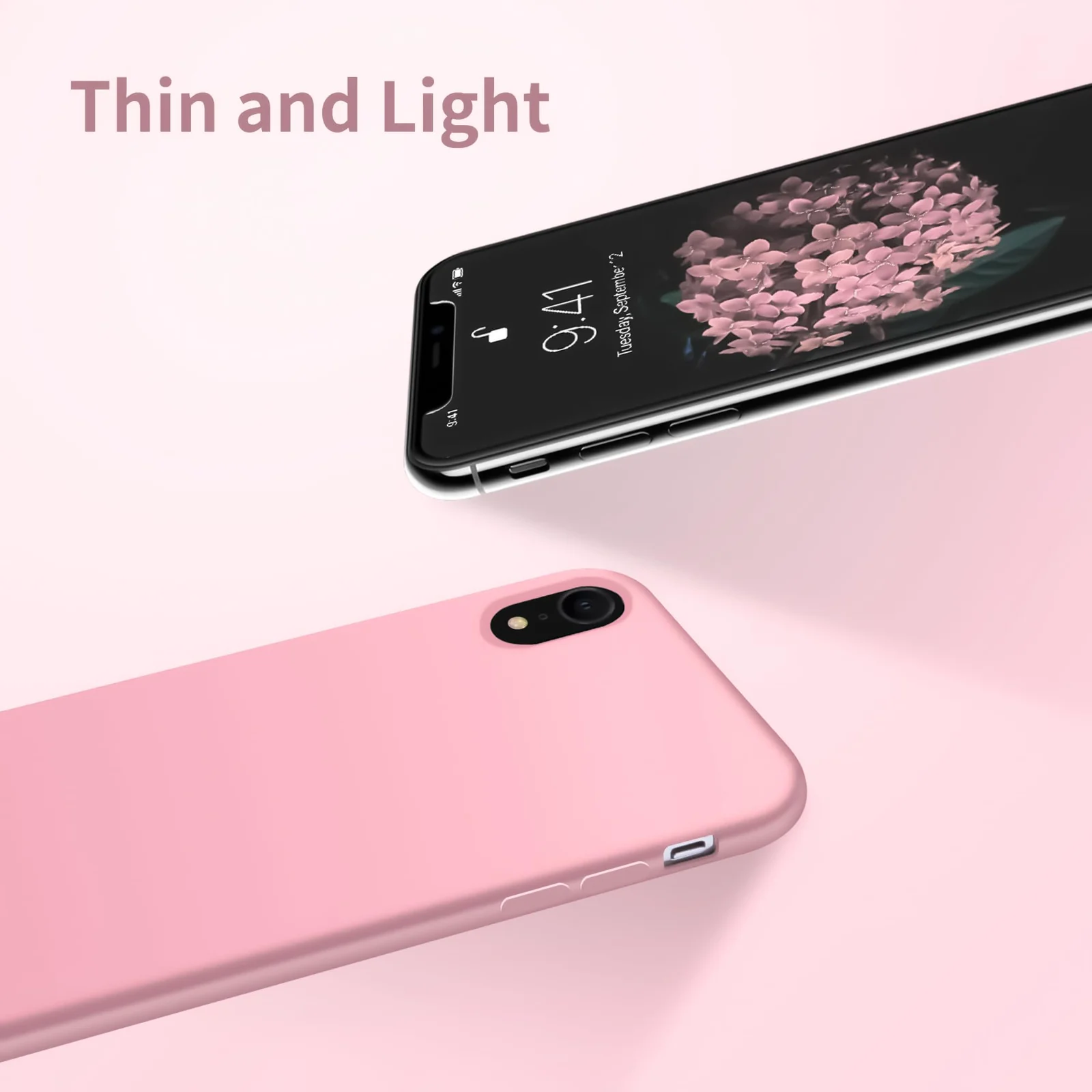 DL3 Mobilak Compatible with iPhone XR Case, Liquid Silicone Case, Full Body Protective Cover, Shockproof, Slim Phone Case, Anti-Scratch Soft Microfiber Lining - Pink