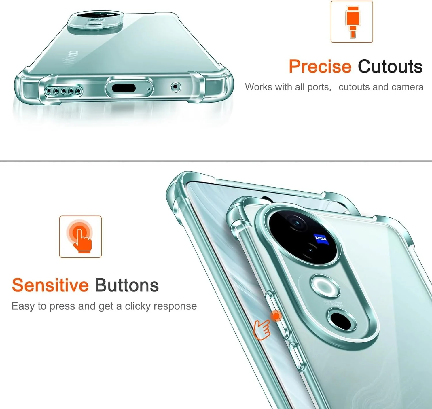 DL3 Mobilak Clear TPU Protective Case for vivo V40 5G with Camera Protection and Shockproof Design - Clear