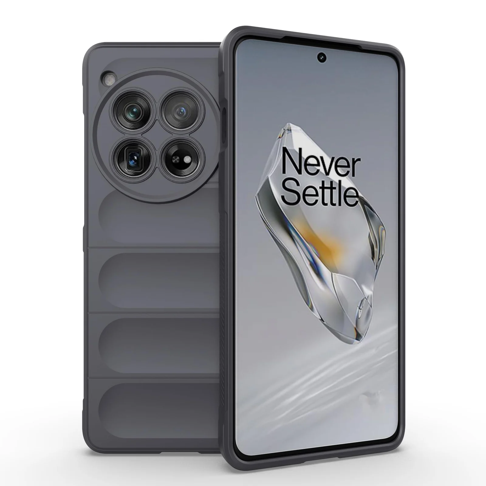 DL3 Mobilak Flexible Silicone and TPU Protective Case with Camera Protection for Oneplus 12R 5G / Oneplus Ace 3 - Dark Gray