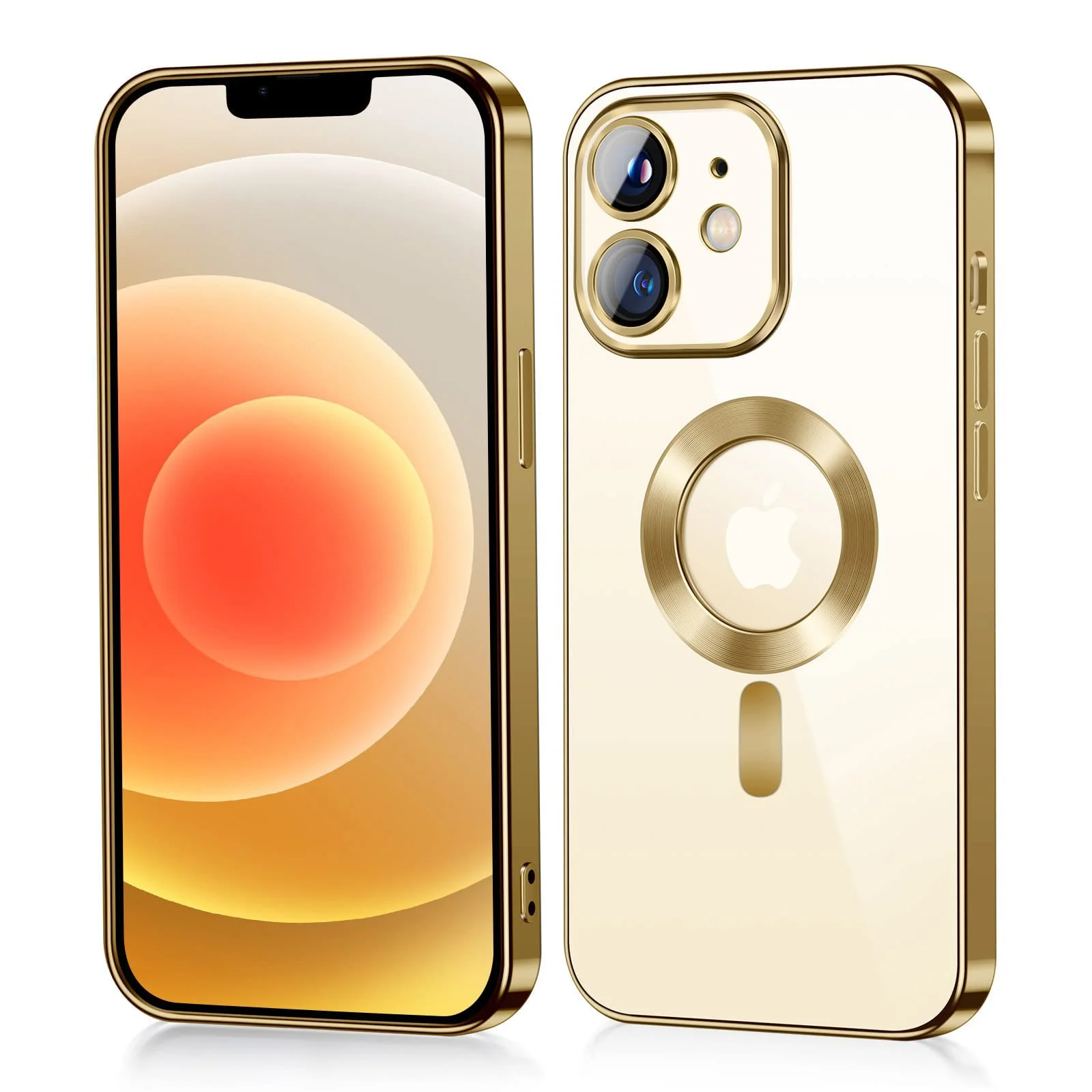 DL3 Mobilak Clear MagSafe-Compatible TPU Case and Camera Lens Protector for iPhone 12 (6.1 Inch) - Gold