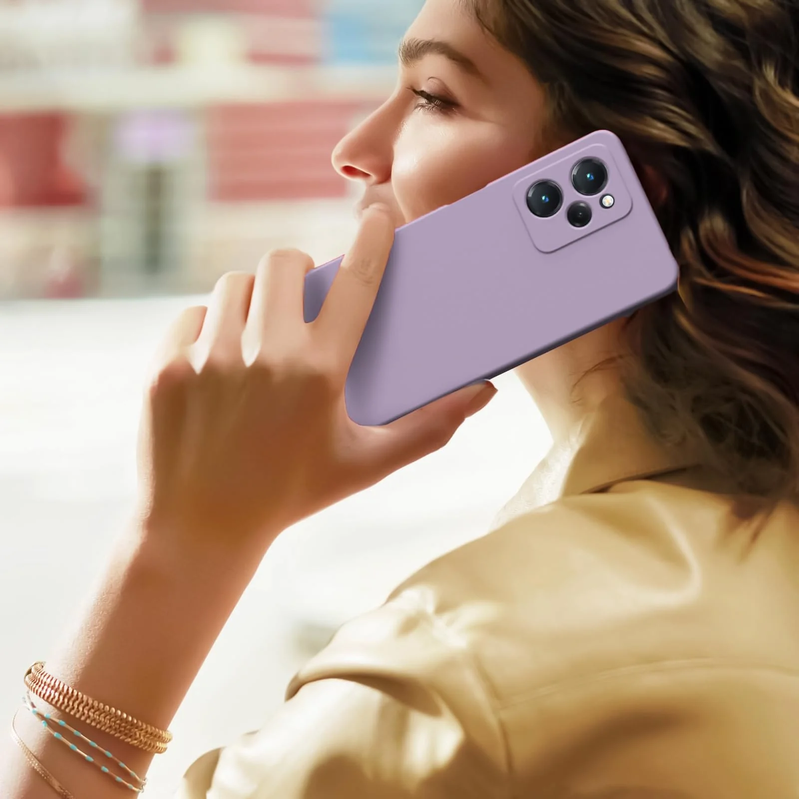 DL3 Mobilak Soft Silicone Protective Case for POCO X5 Pro 5G with Microfiber Lining and Shockproof Design - Lavender